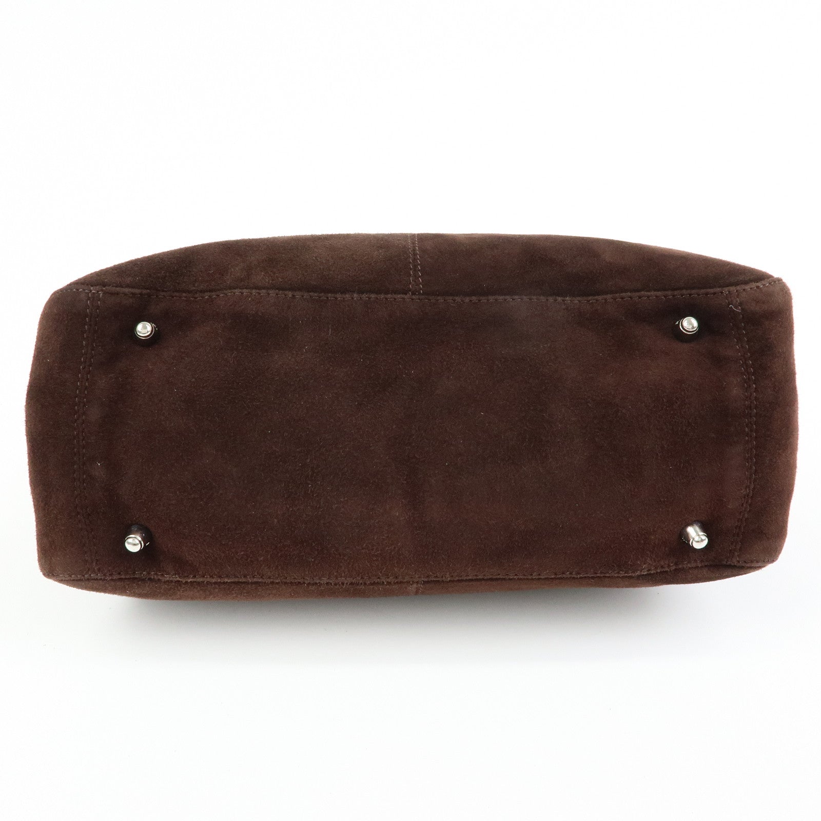 FENDI Suede Leather Tote Bag Hand Bag Brown 26329