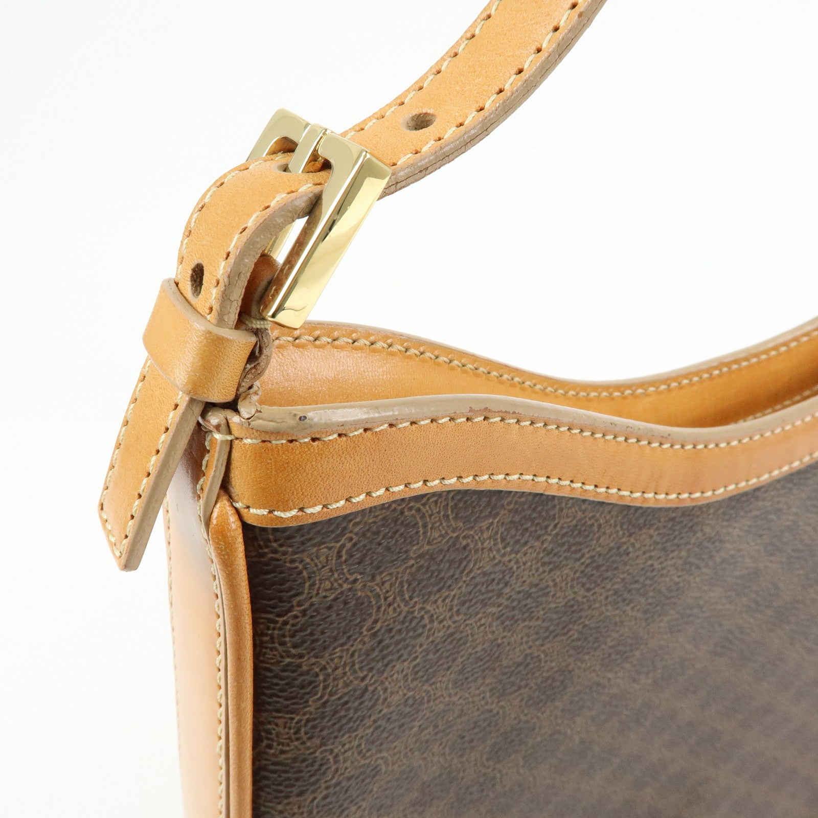 CELINE Macadam PVC Leather Shoulder Bag Hand Bag Brown