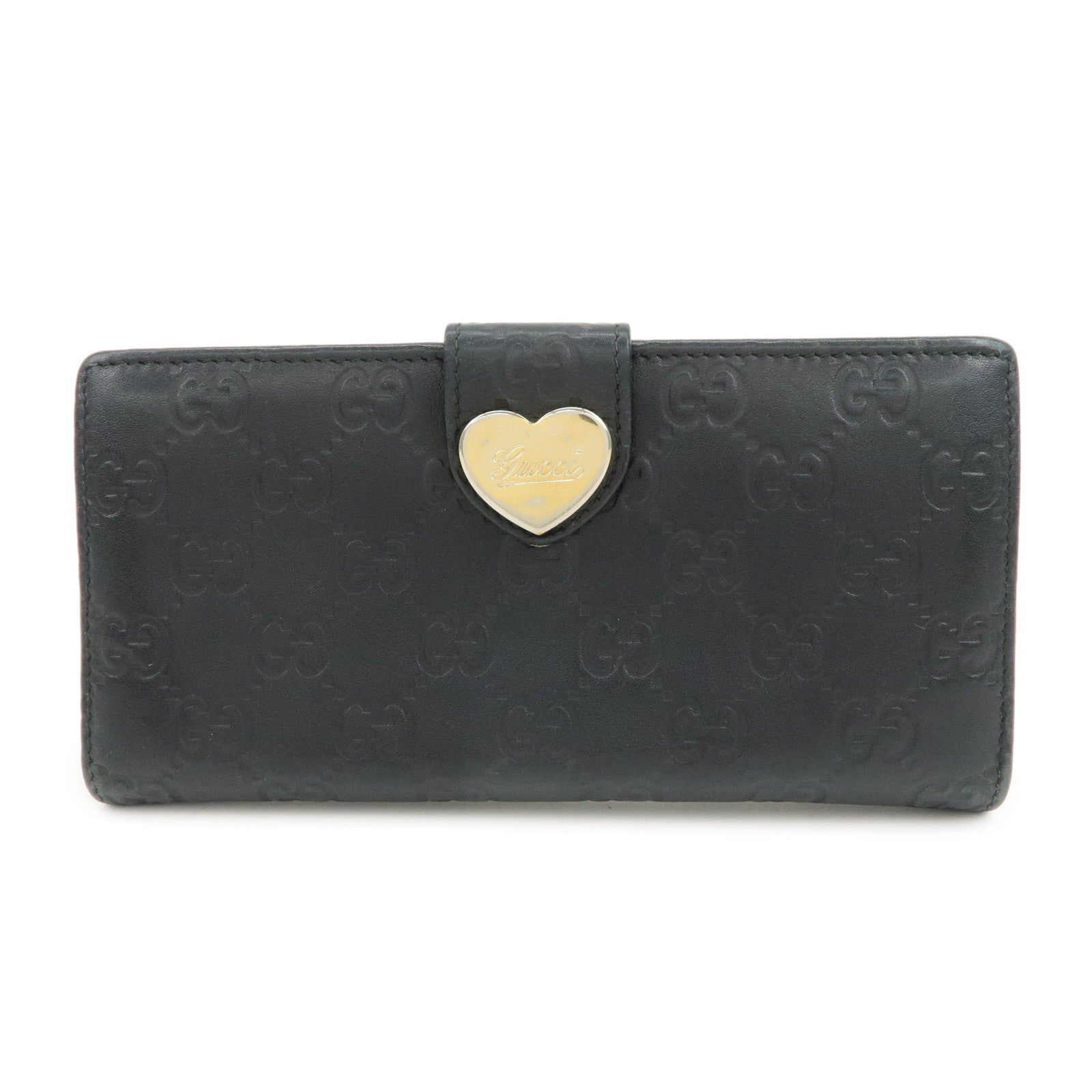 GUCCI Guccissima Lovely Heart W Hook Long Wallet Black 203550