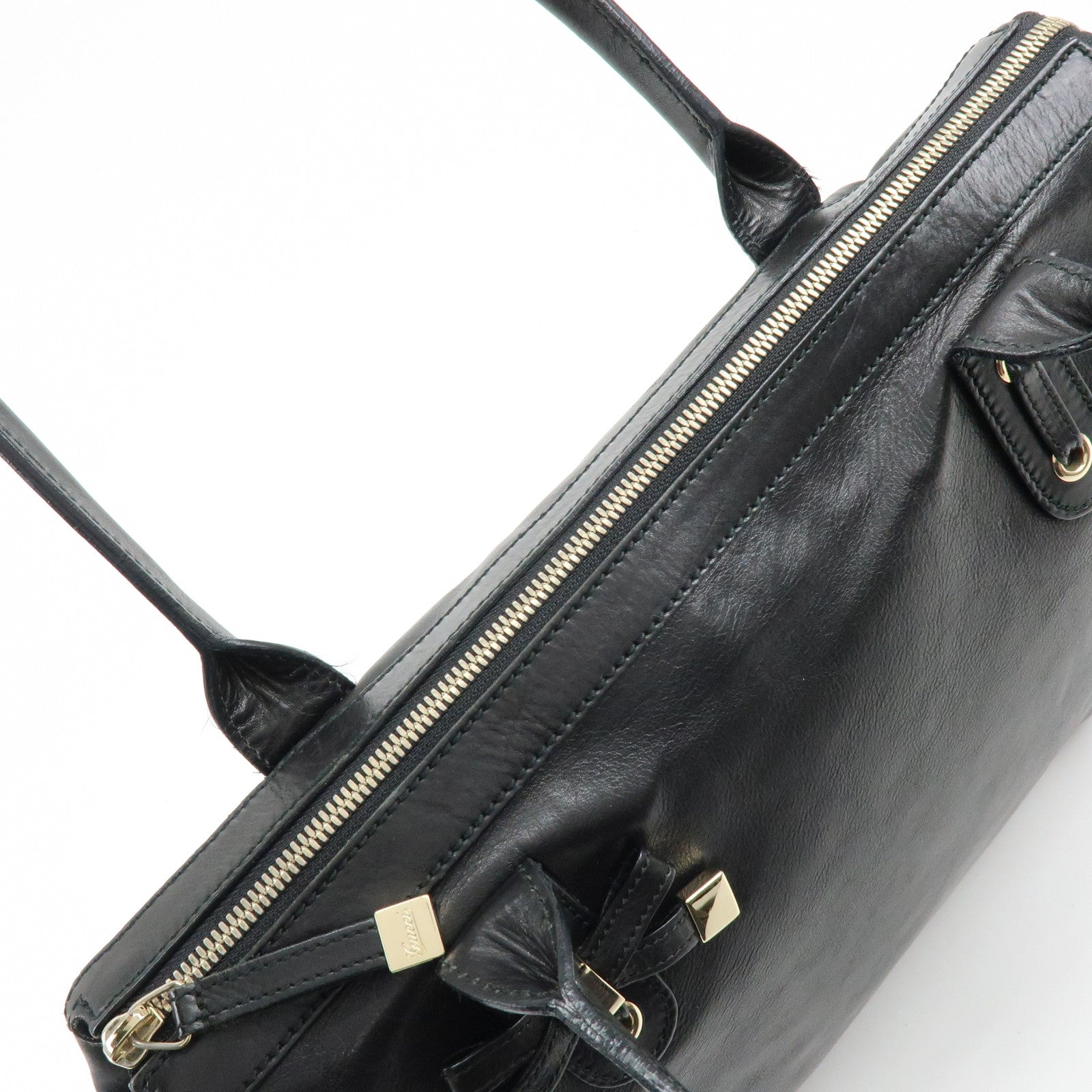 GUCCI Princy Leather Tote Bag Shoulder Bag Hand Bag Black 177052