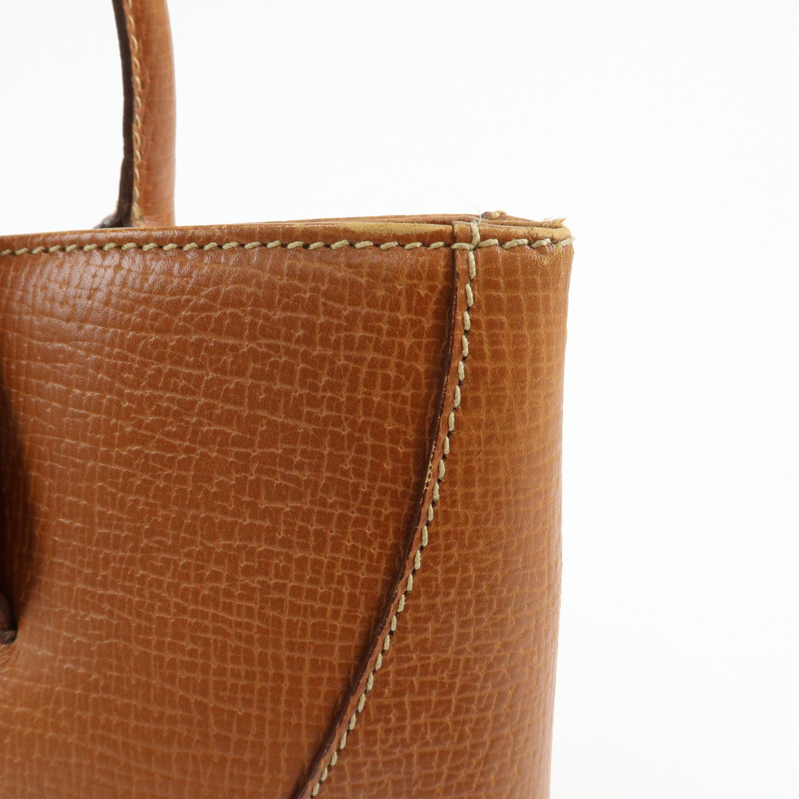 LOEWE Embossed Leather 2Way Bag Hand Bag Shoulder Bag Brown