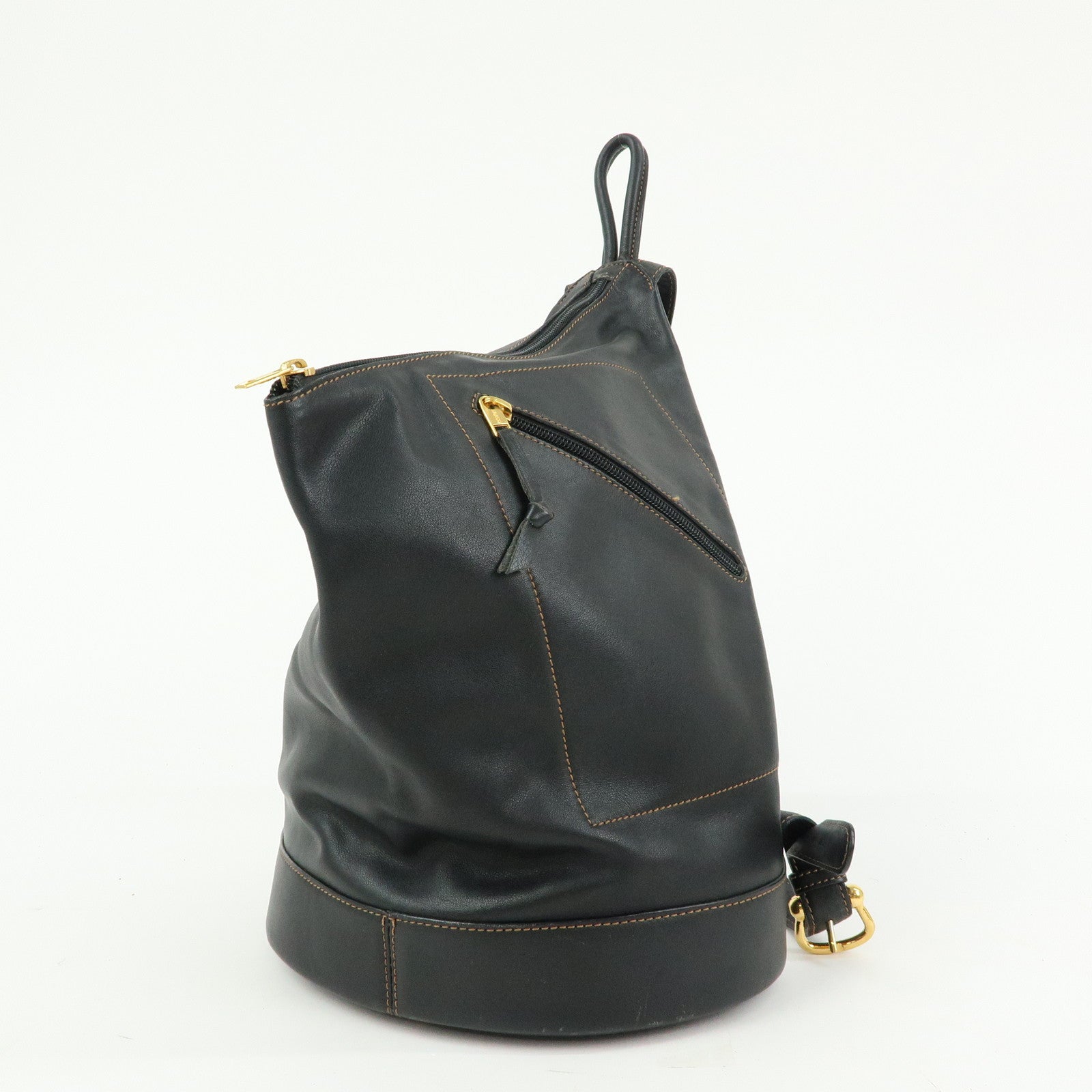 LOEWE Anton Calf Leather Backpack Rucksack Black