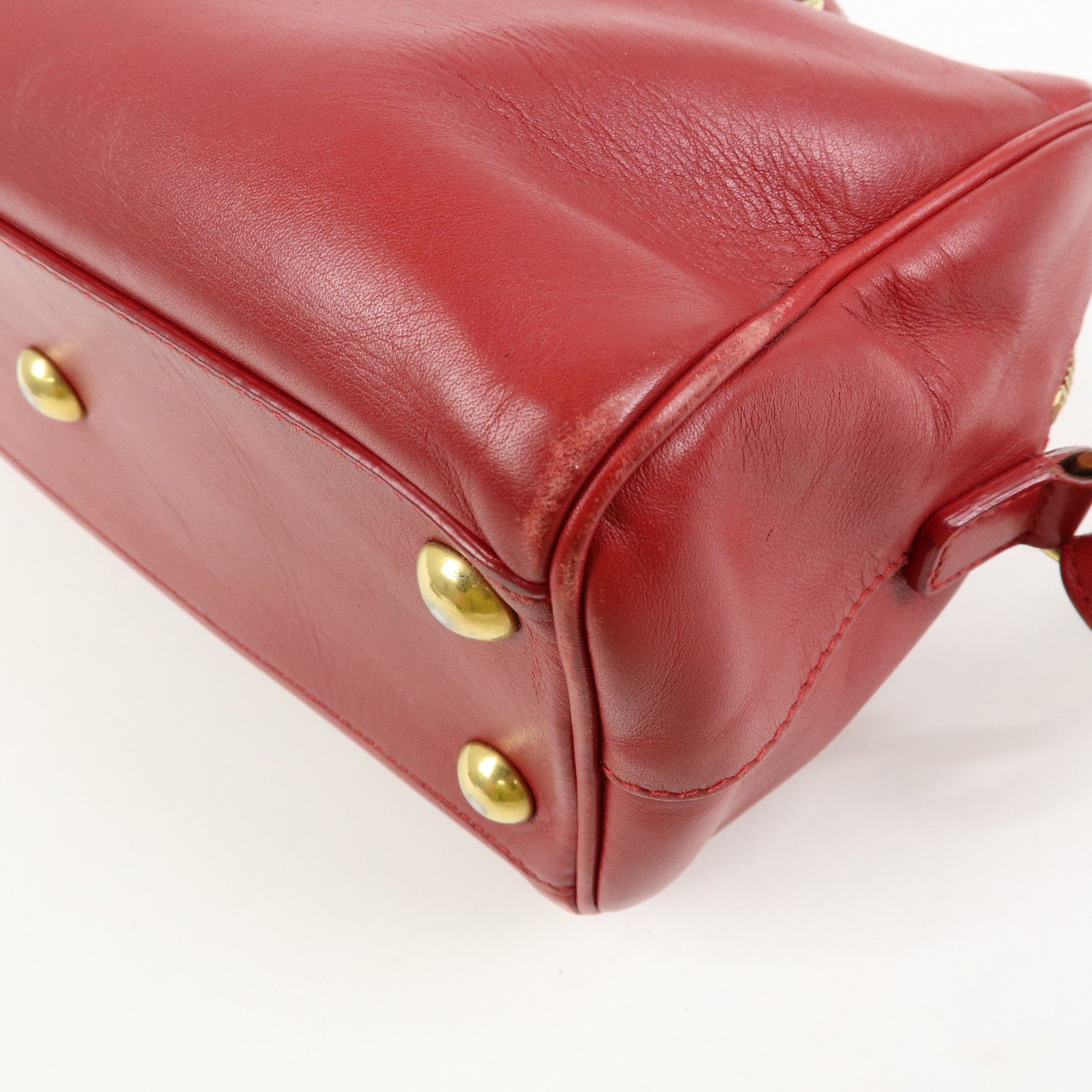 SAINT LAURENT PARIS Baby Duffle Leather 2WAY Bag Red 3330958