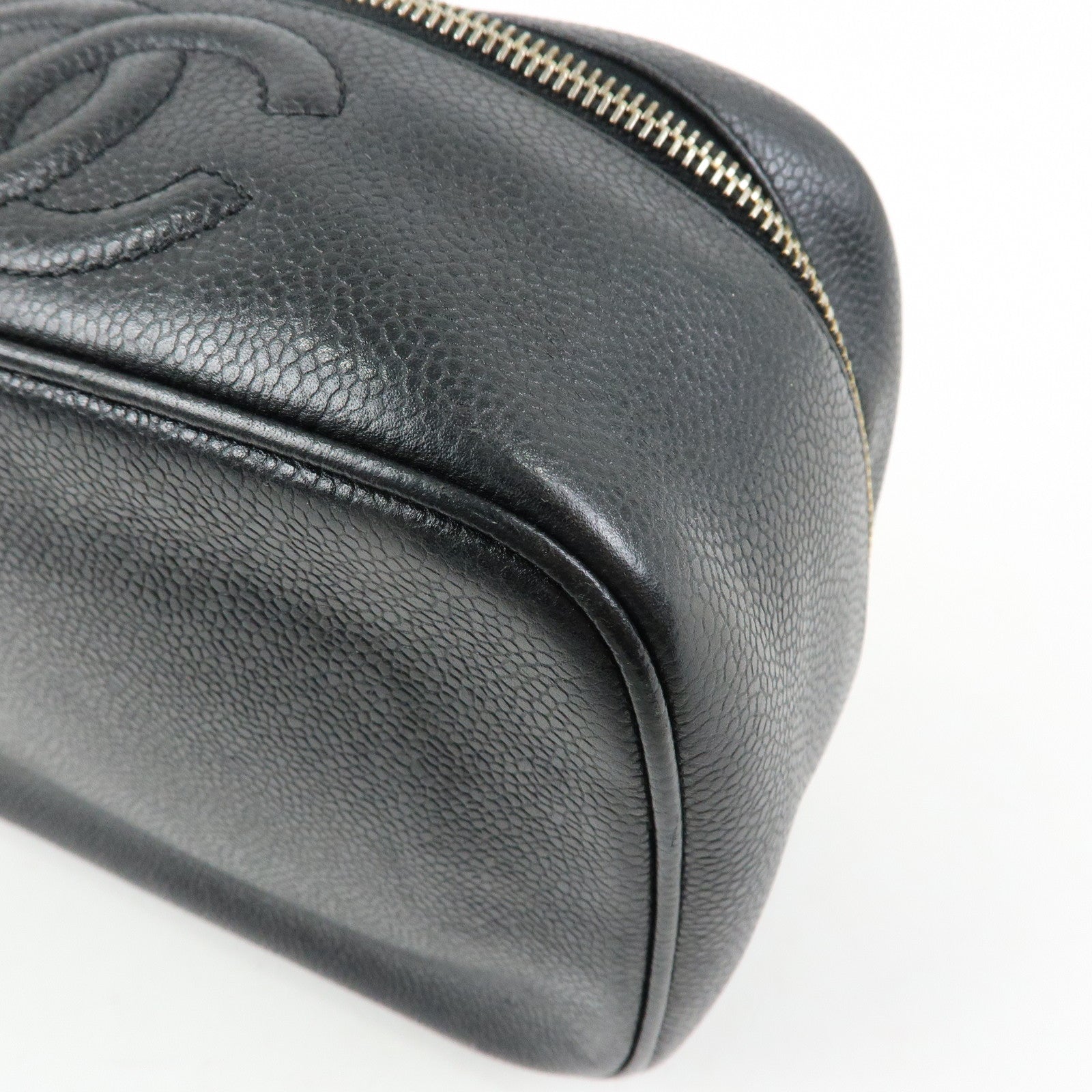 CHANEL COCO Mark Caviarskin Hand Bag Vanity Case Black A01997
