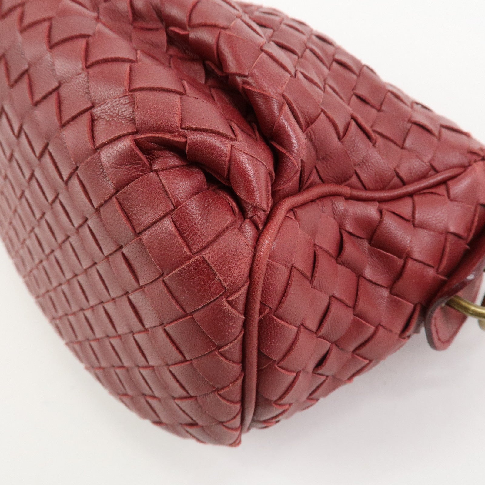BOTTEGA VENETA Intrecciato Nappa Leather Shoulder Bag Wine Red