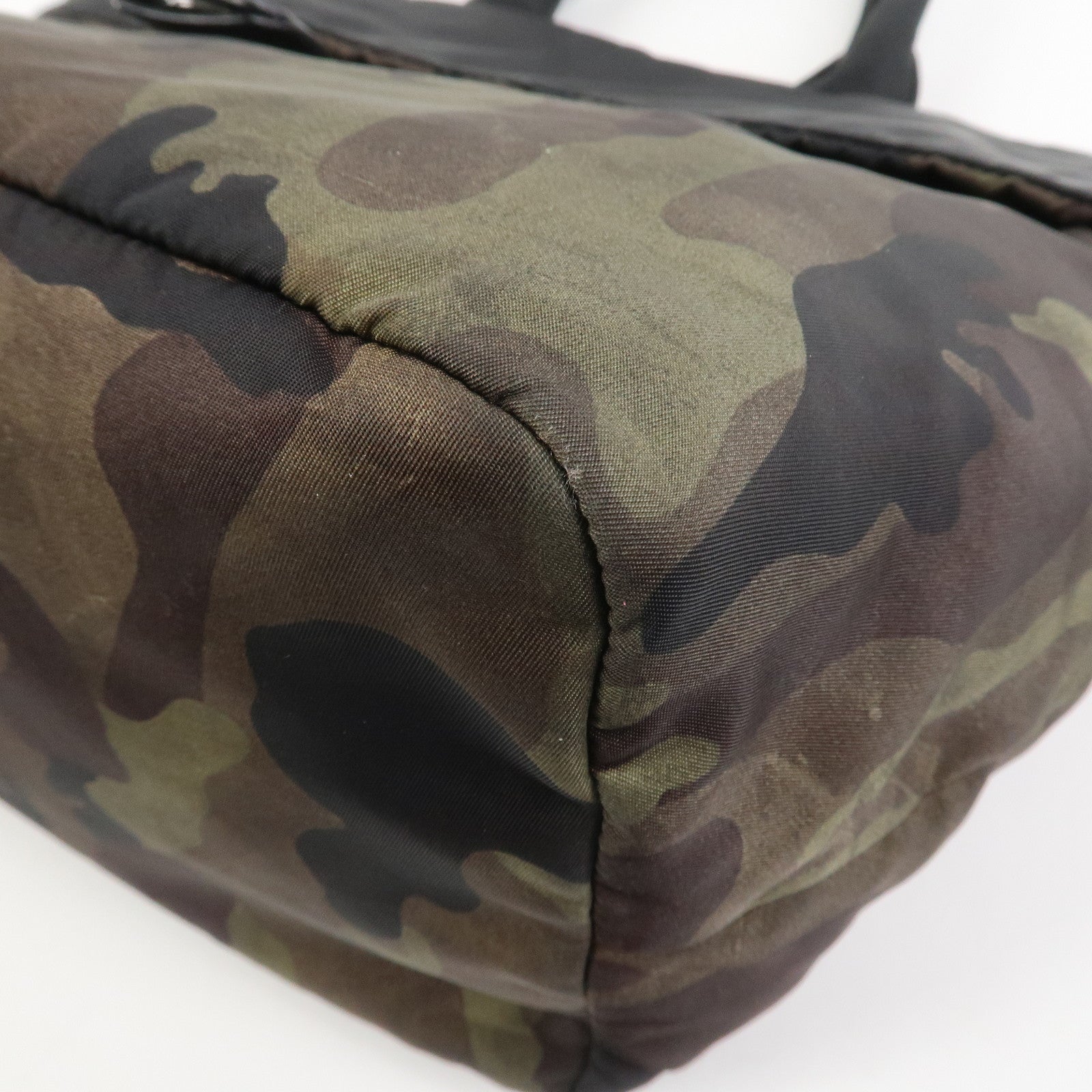 PRADATriangle Logo Nylon 2Way Hand Shoulder Bag Black Khaki BN1959