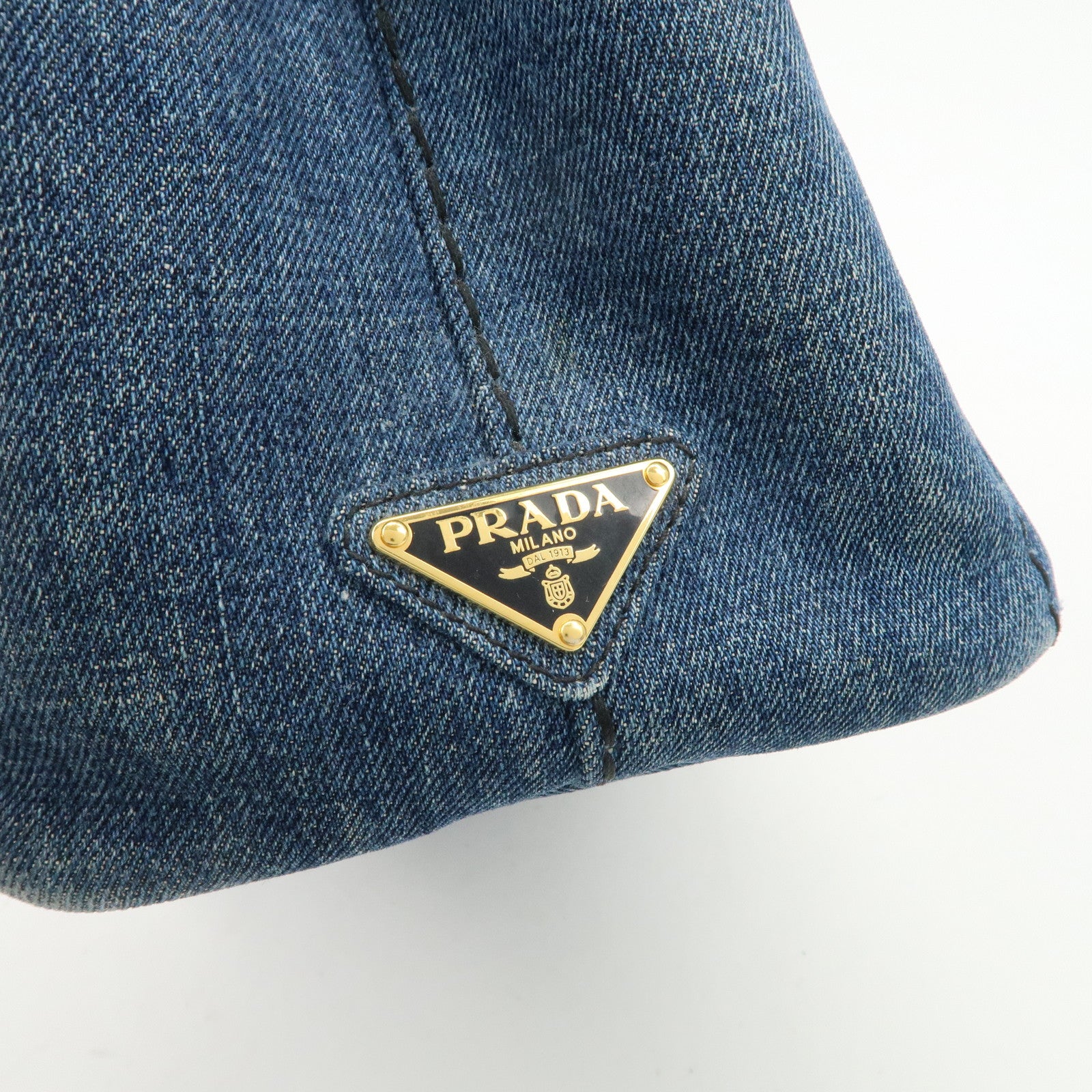 PRADA Canapa Mini Canvas Denim 2Way Shoulder Hand Bag Blue B2439G