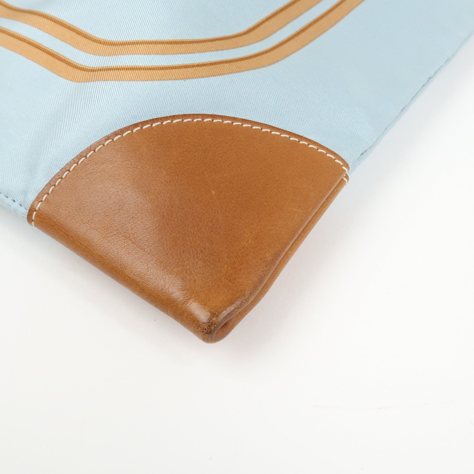 HERMES Silky City MM Canvas Leather Shoulder Bag BRIDES de GALA