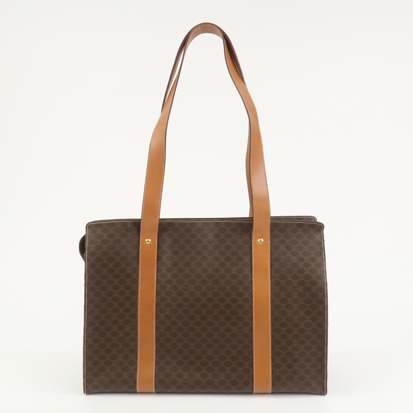 CELINE Macadam PVC Canvas Leather Tote Bag Shoulder Bag Brown