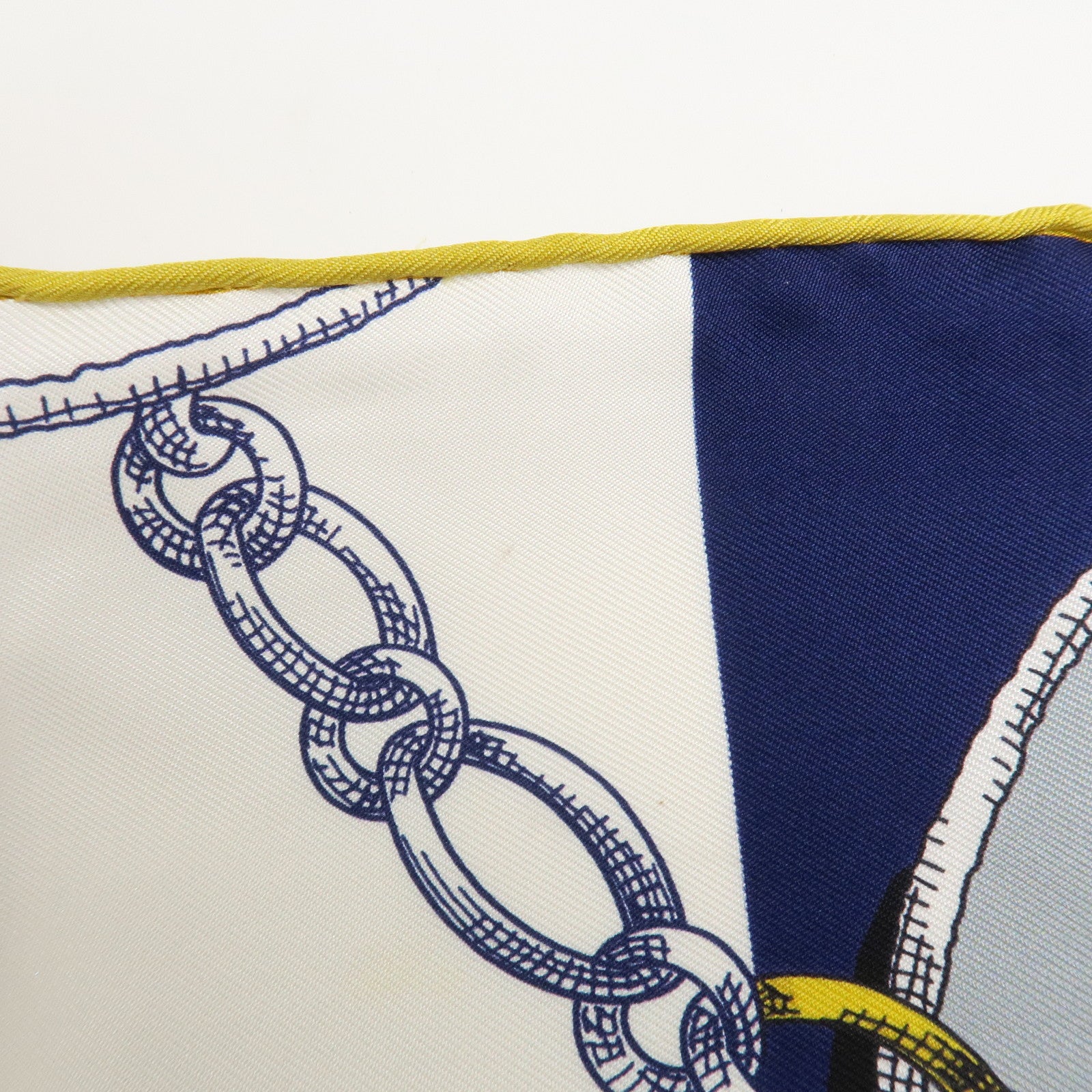 HERMES Maxi Twilly Silk 100% Scarf L'INSTRVCTION DV ROY Blue White