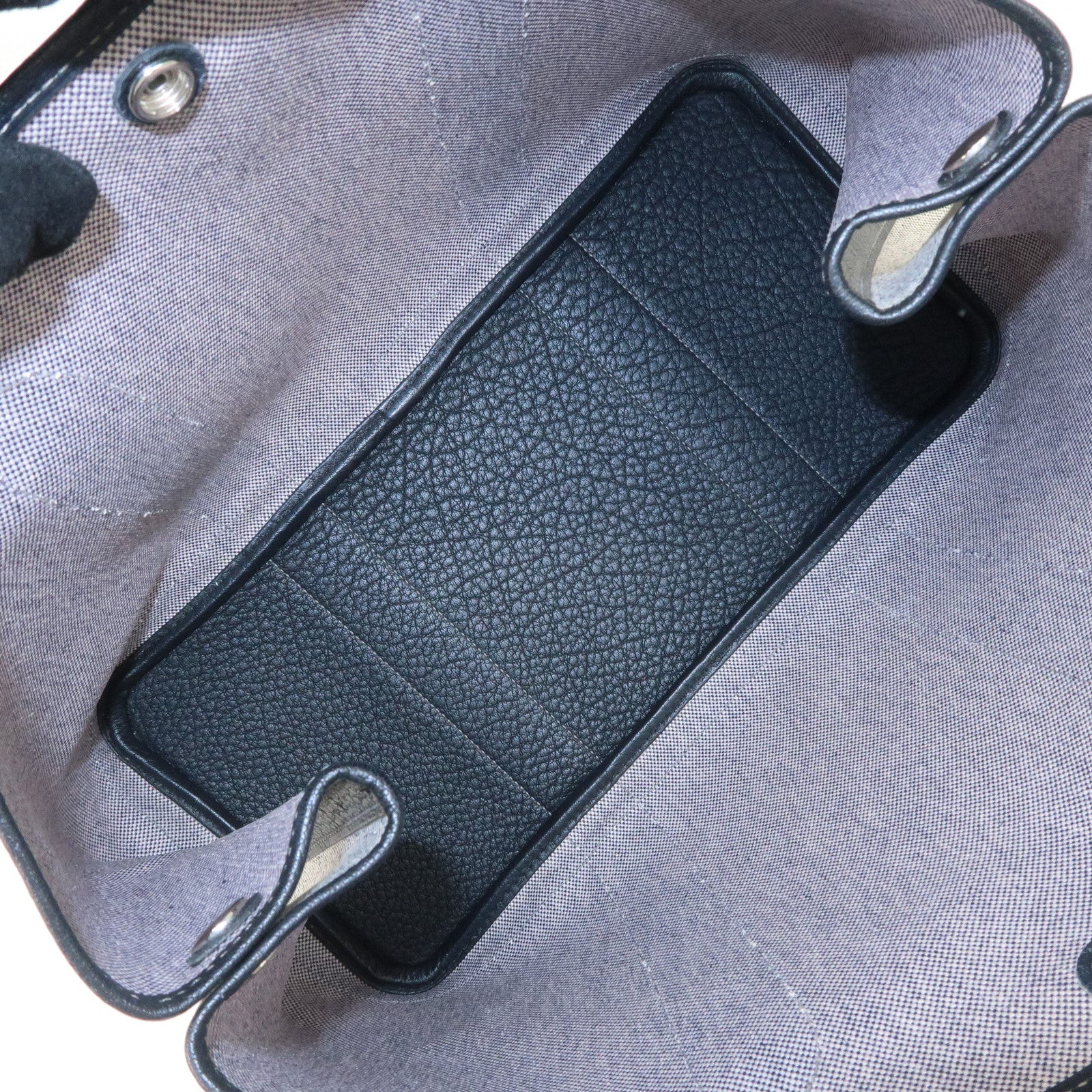 HERMES Leather Toile Garden Party PM P Stamped Tote Bag Natural