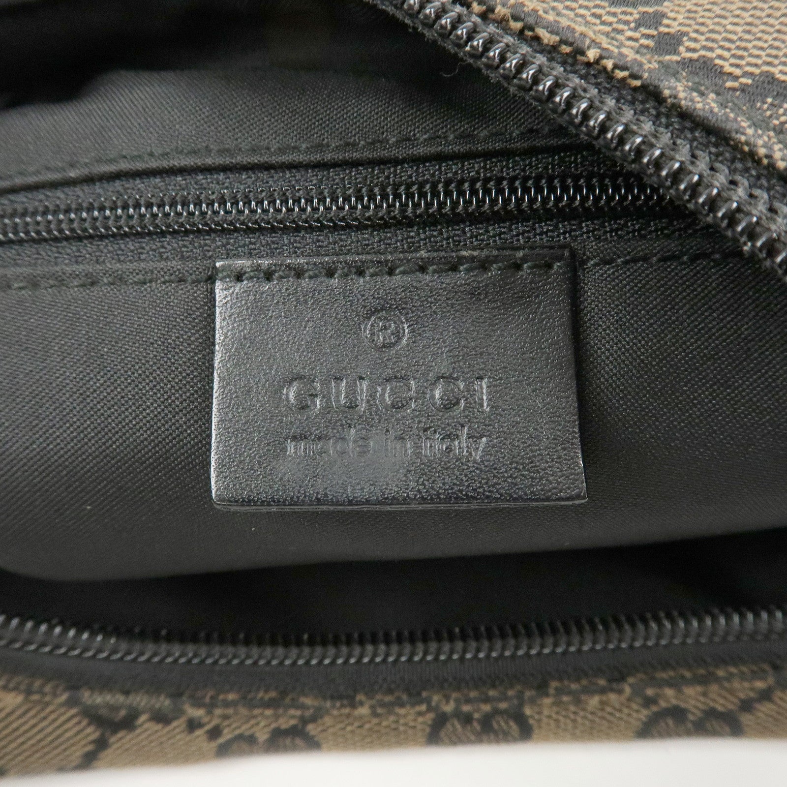 GUCCI GG Canvas Leather Shoulder Bag Hand Bag Brown Black 001・3386