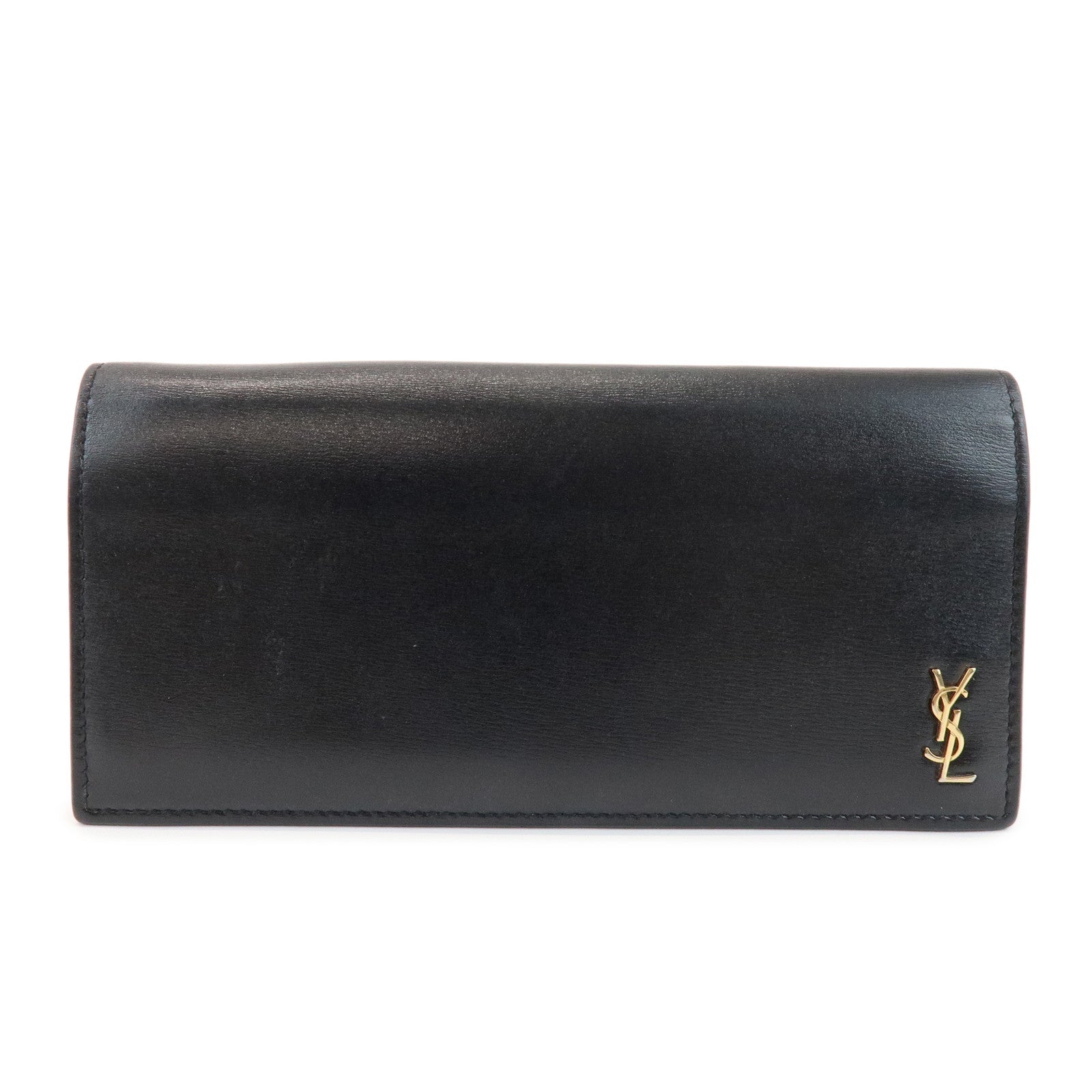SAINT LAURENT PARIS Cassandra Leather SA Long Wallet Black 635542