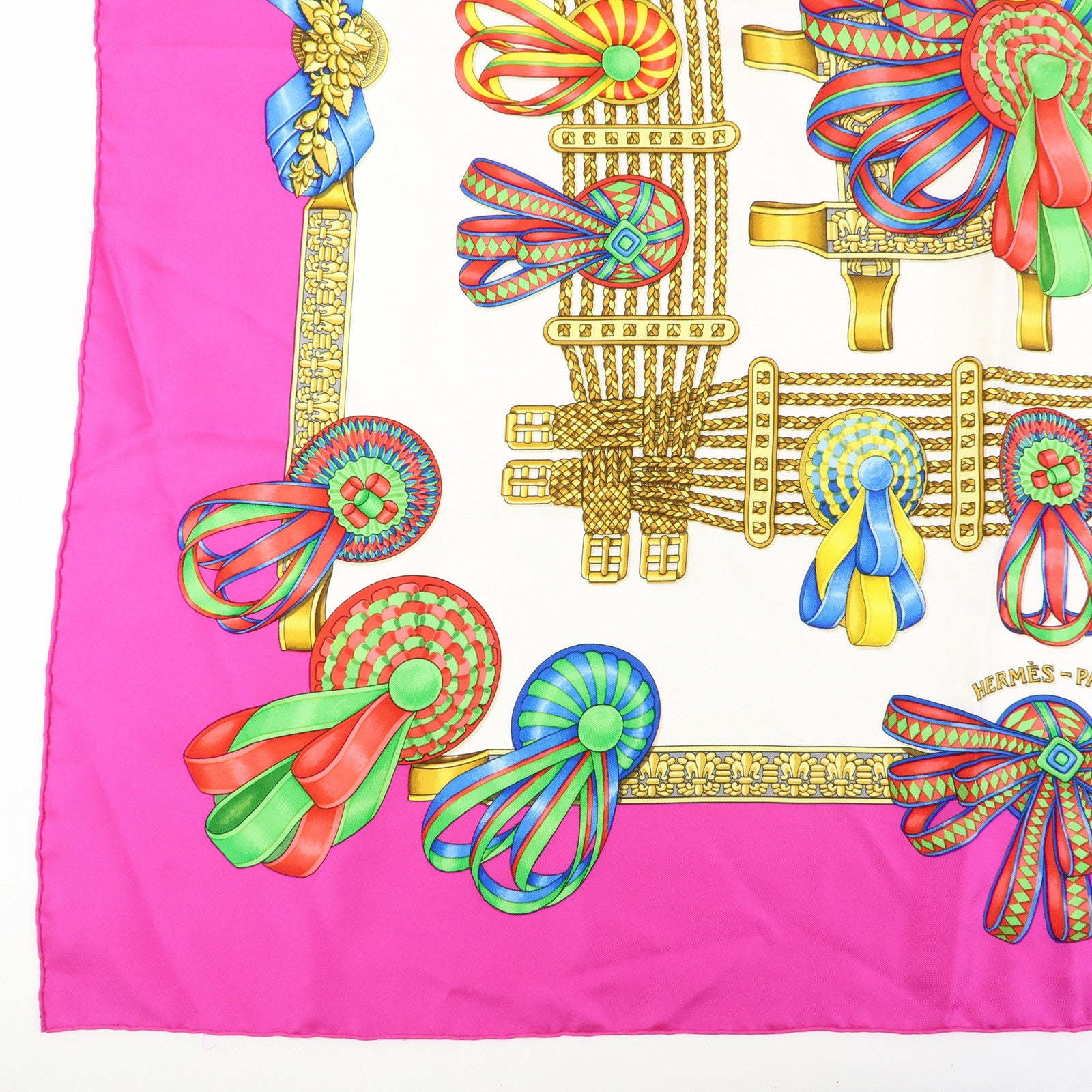 HERMES Carre 90 Set of 2 Silk 100% Scarf Blue White Pink