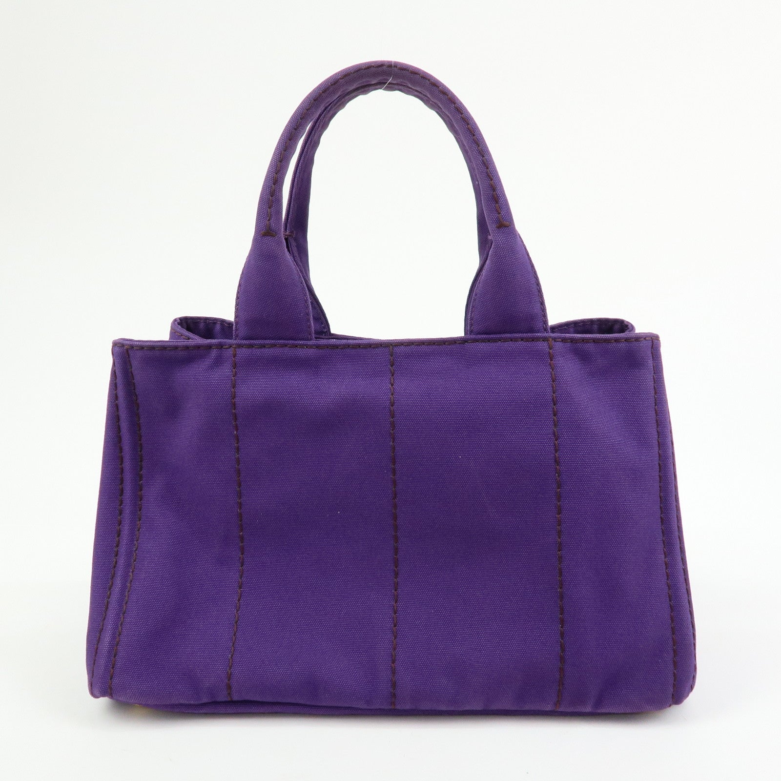 PRADA Canapa Triangle Logo Canvas Tote Bag Hand Bag Purple B1877B