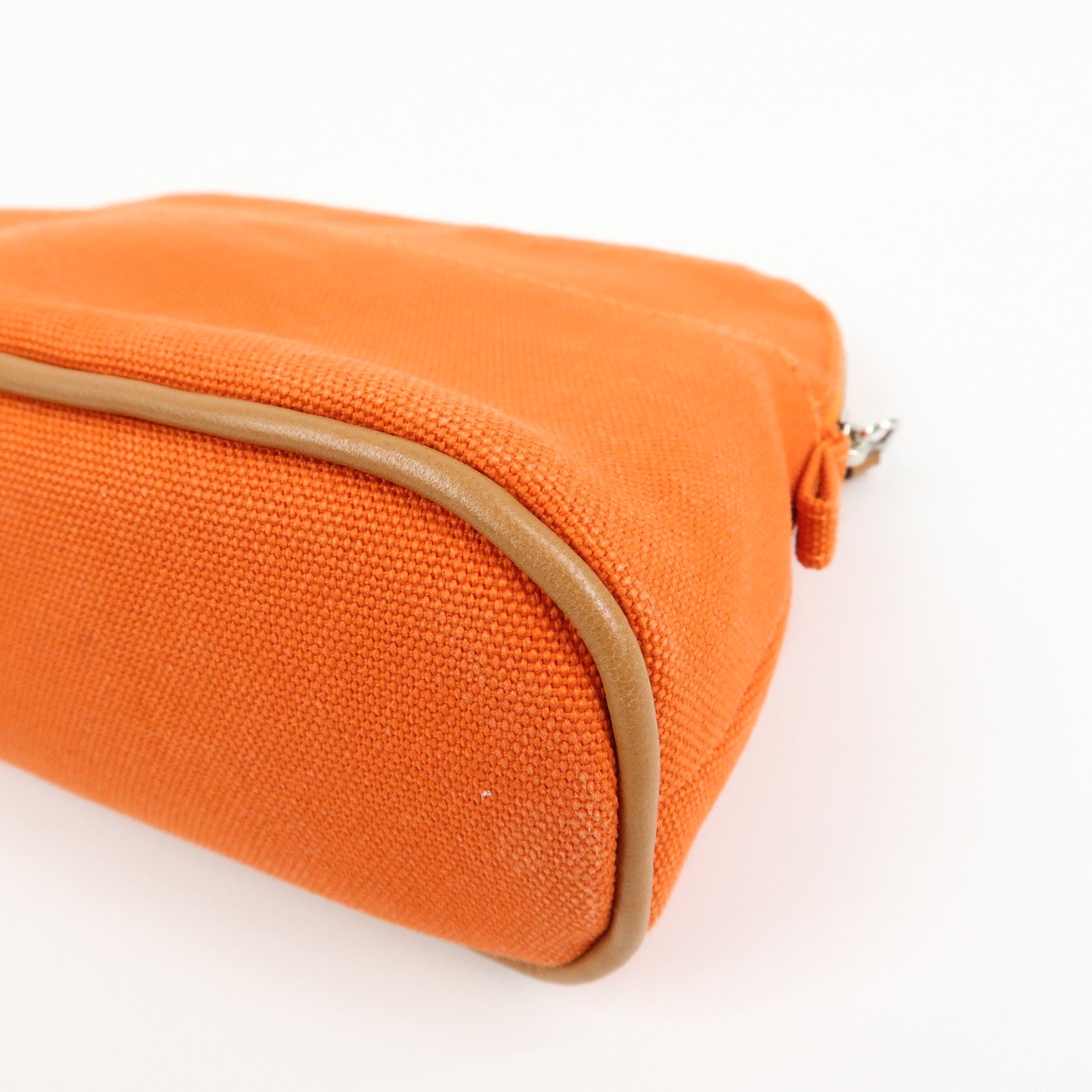 HERMES Bolide Pouch 20 Toile H Canvas Pouch Cosmetic Pouch Orange