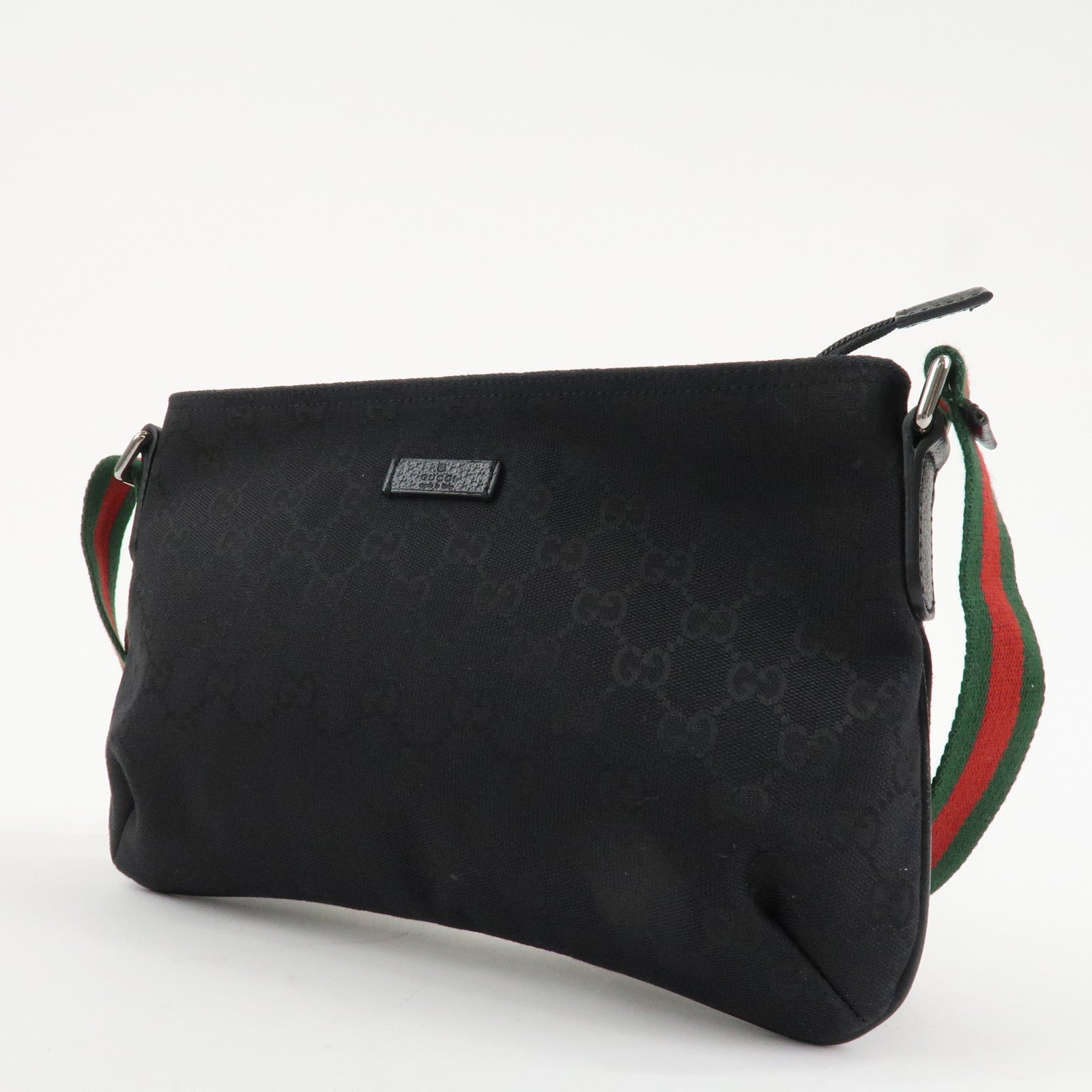 GUCCI Sherry GG Canvas Leather Shoulder Bag Black 189749 Used