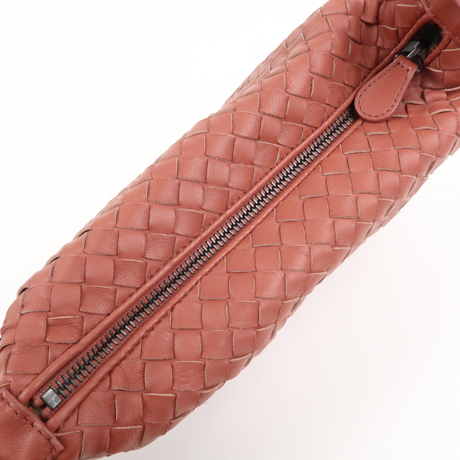 BOTTEGA VENETA Intrecciato Leather Shoulder Bag Hand Bag Red