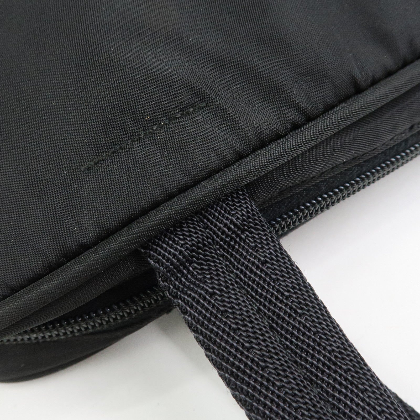 PRADA Triangle Logo Nylon Leather Shoulder Bag Hand Bag Black