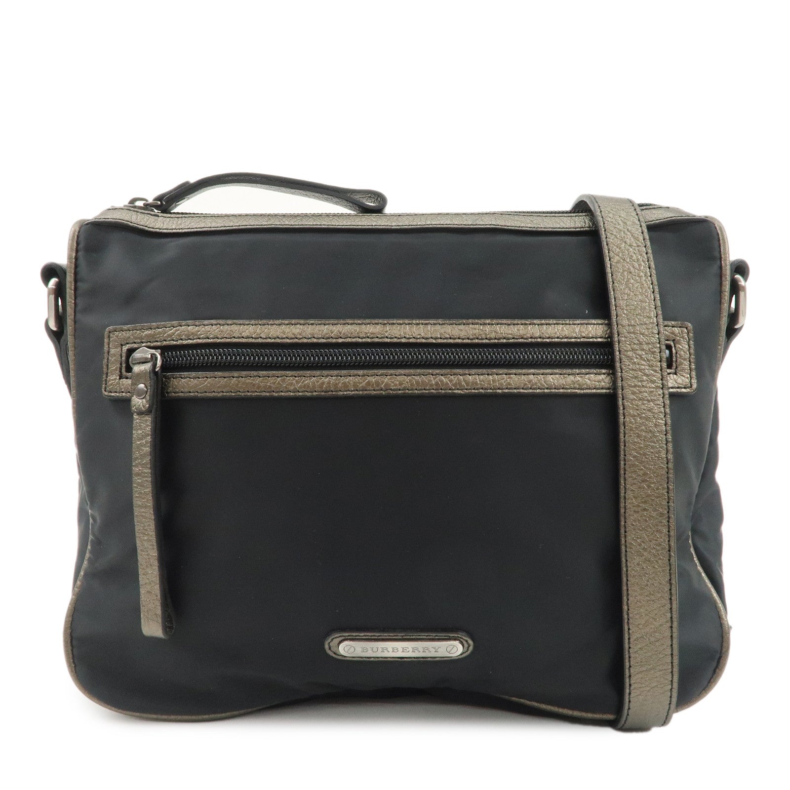 BURBERRY Nylon Leather Shoulder Bag Black Used