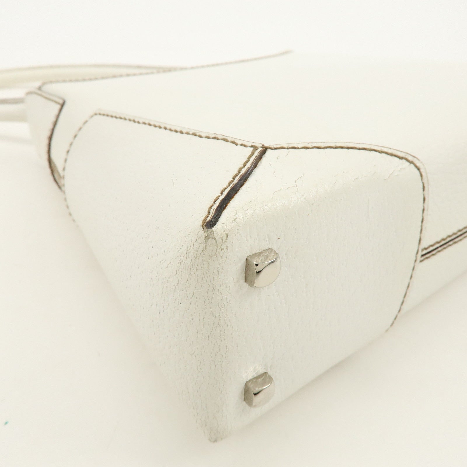 Ferragamo Leather Shoulder Bag Hand Bag White