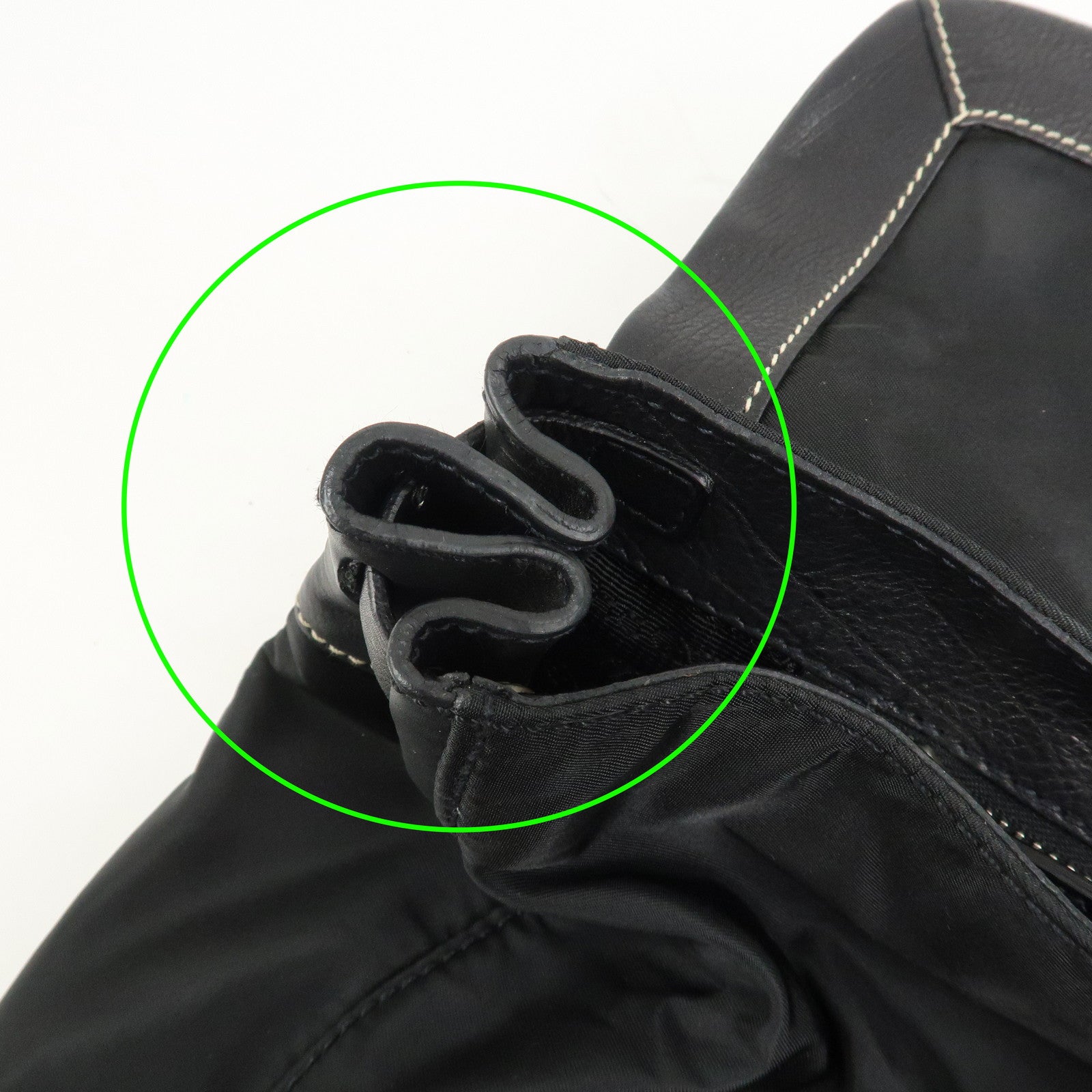 PRADA Triangle Logo Nylon Leather Shoulder Bag Black BR2418