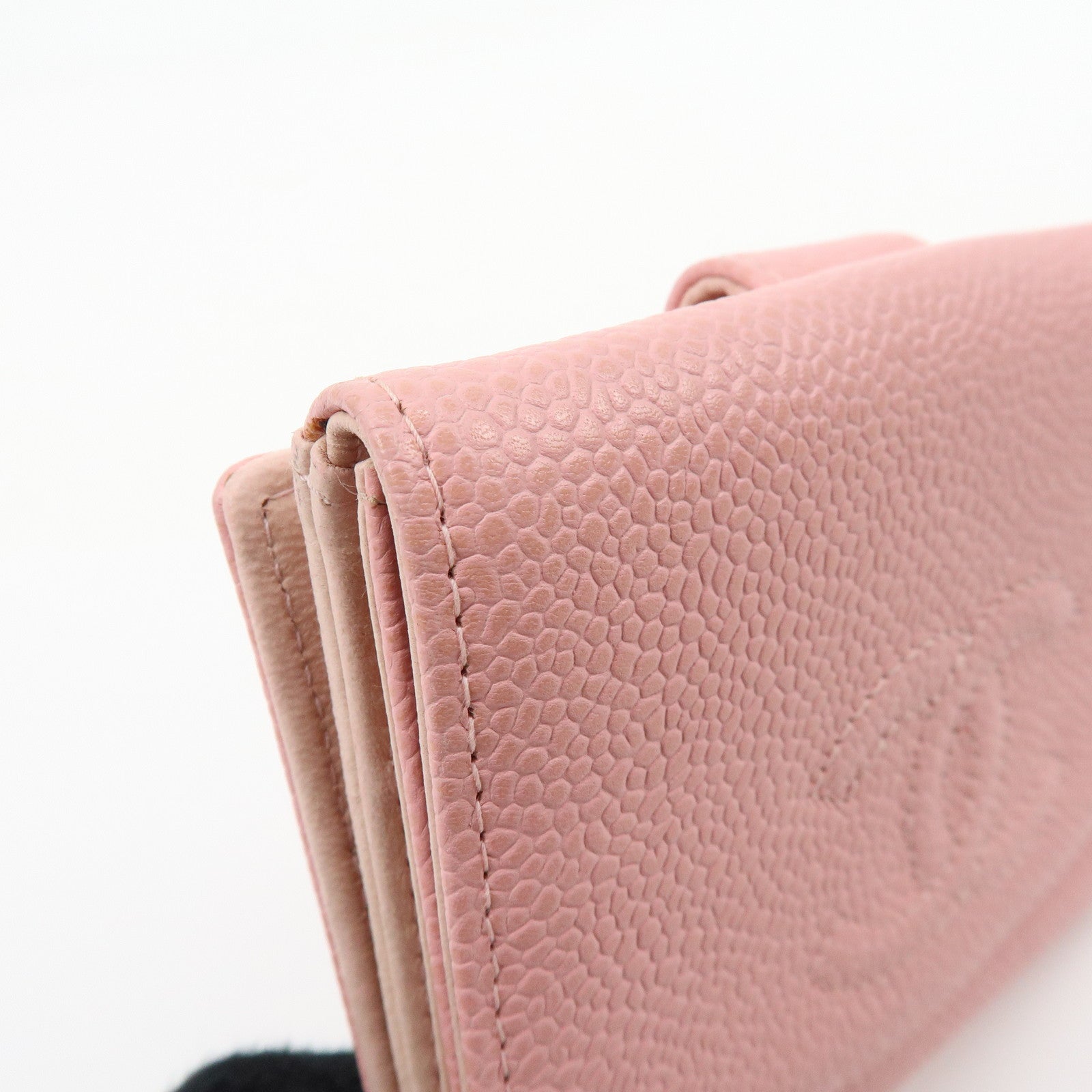CHANEL COCO Mark Caviarskin Bi-fold Wallet Compact Wallet Pink
