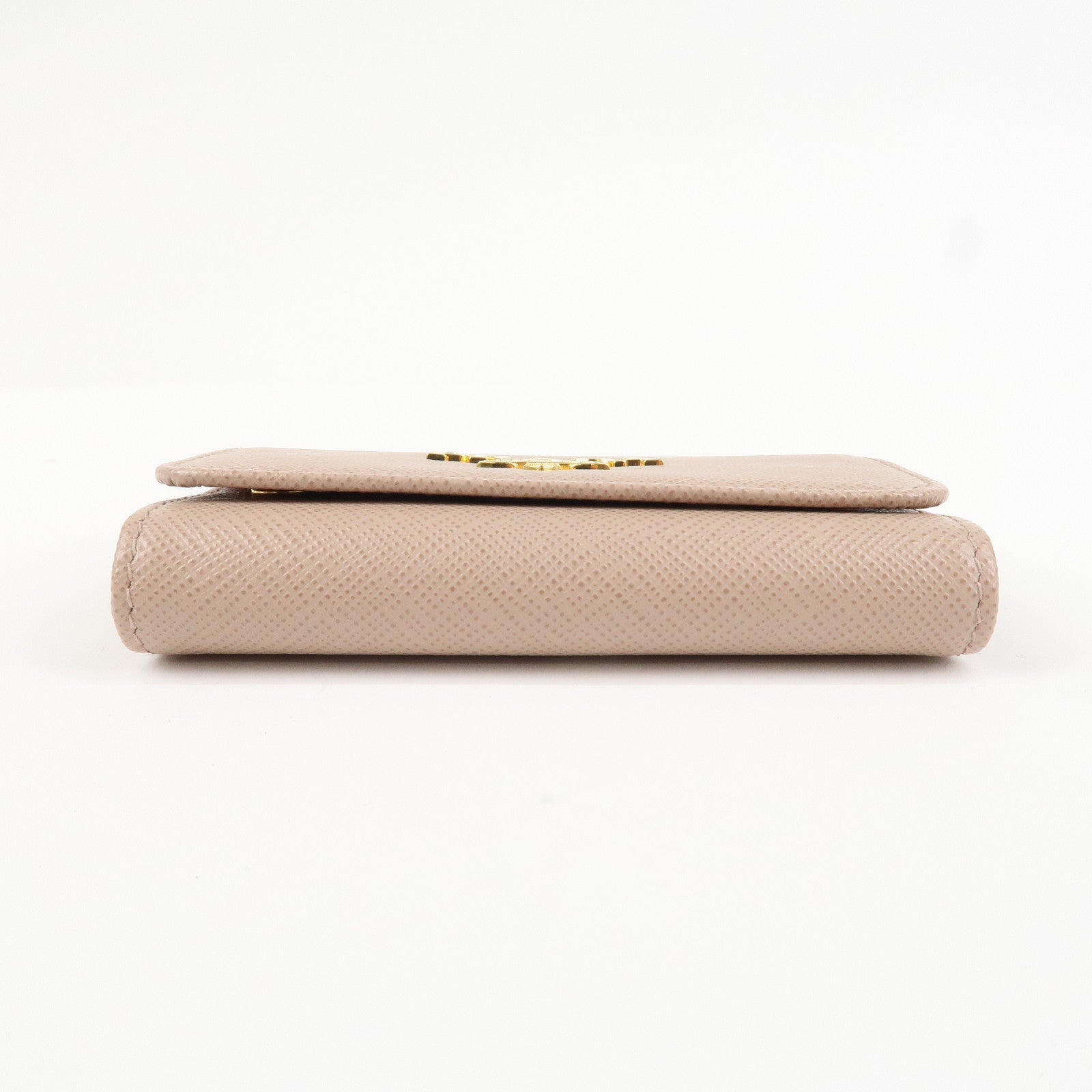 PRADA Logo Leather 4 Rings Key Case Key Holder Beige 1PG004 Used
