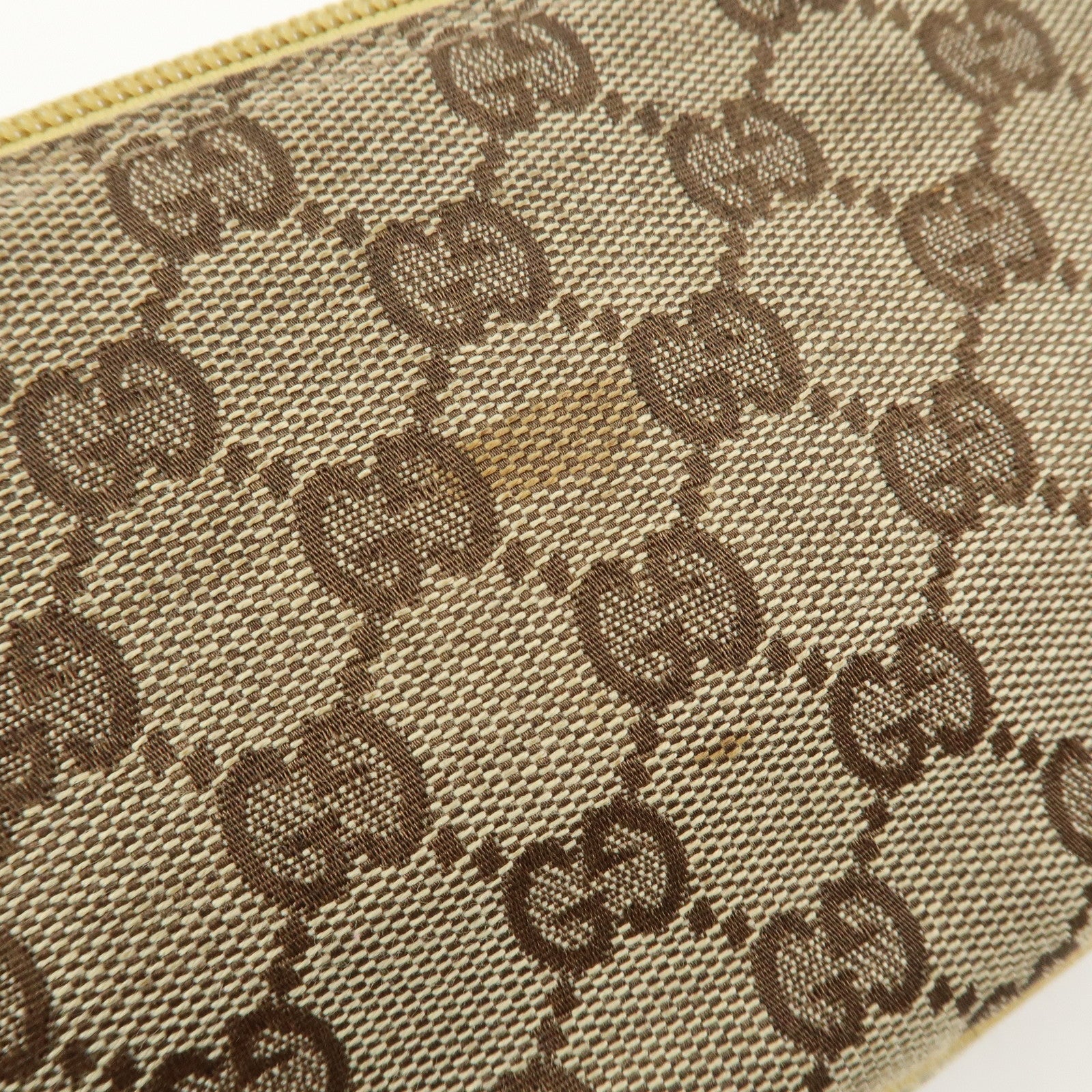 GUCCI Boat Bag GG Canvas Leather Accessory Pouch Hand Bag 07198