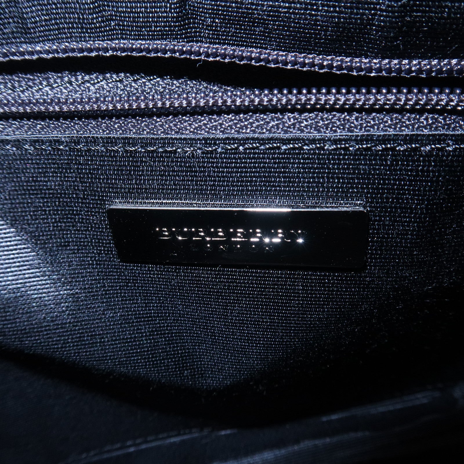 BURBERR Logo Cotton Leather Adjustable Hand Bag Shoulder Bag Black