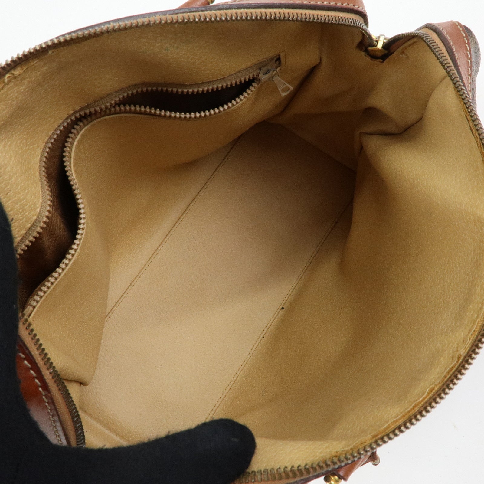 CELINE Macadam PVC Leather Hand Bag Boston Bag Brown