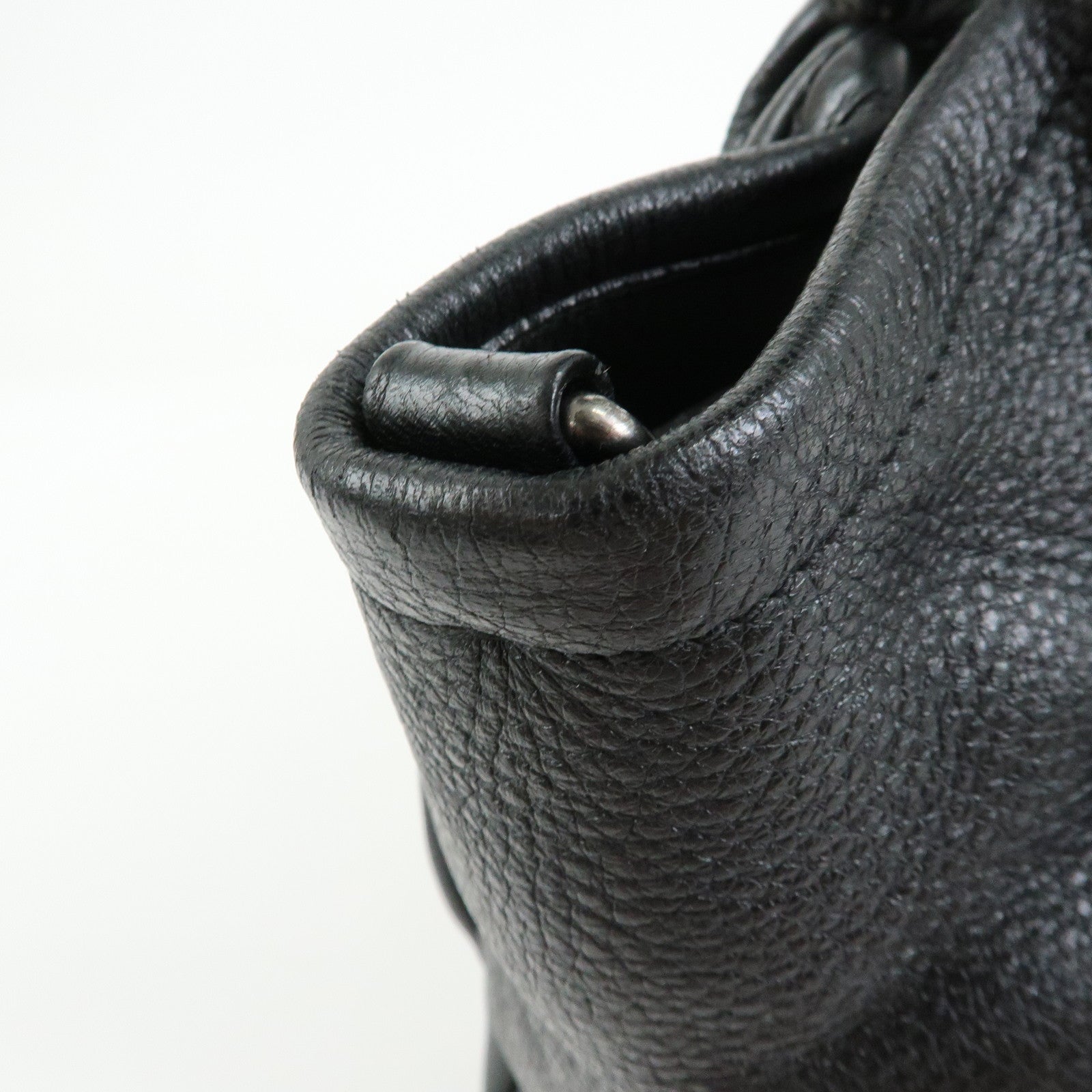 PRADA Logo Leather Tote Bag Shoulder Bag Hand Bag Black