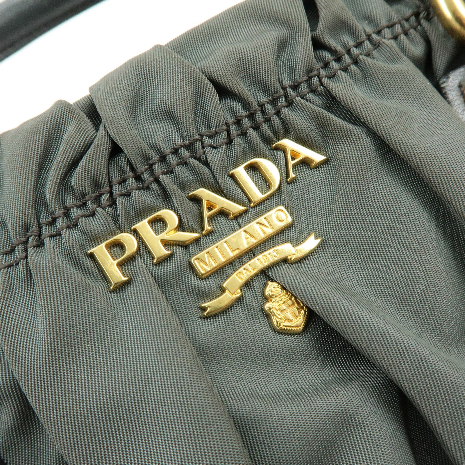 PRADA Nylon Leather 2Way Bag Hand Bag Shoulder Bag Gray BN1407