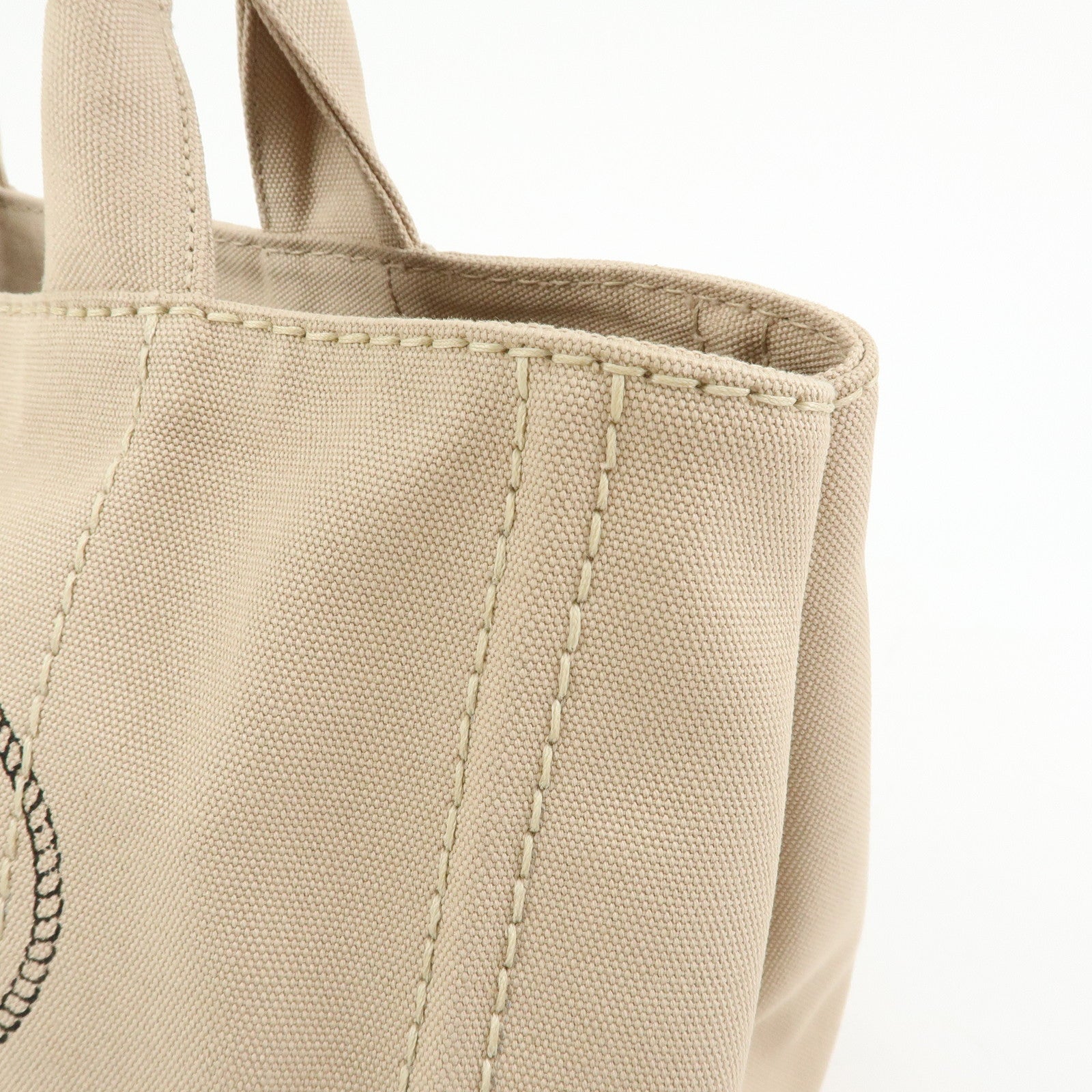 PRADA Canapa Triangle Logo 2Way Tote Hand Shoulder Bag Beige B1877G