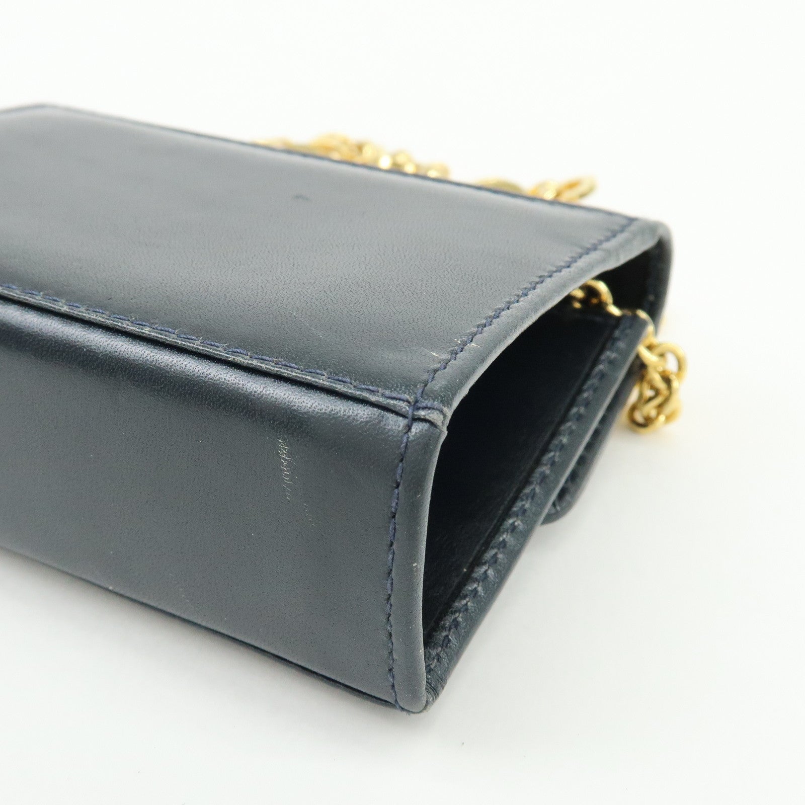 Ferragamo Gancini Leather Mini Shoulder Bag Crossbody Bag Navy