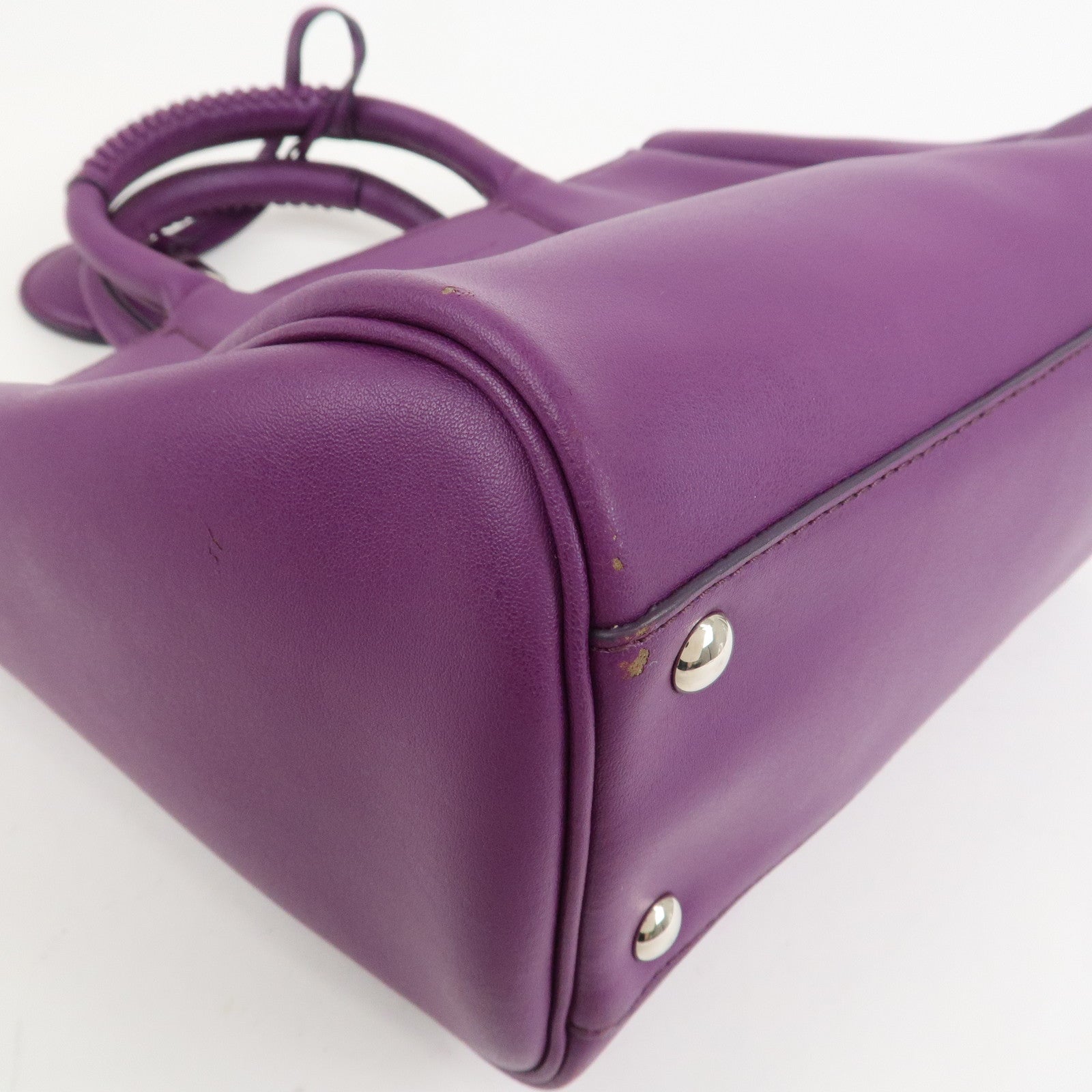 Ferragamo Leather 2Way Bag Hand Bag Shoulder Bag Tote Bag Purple