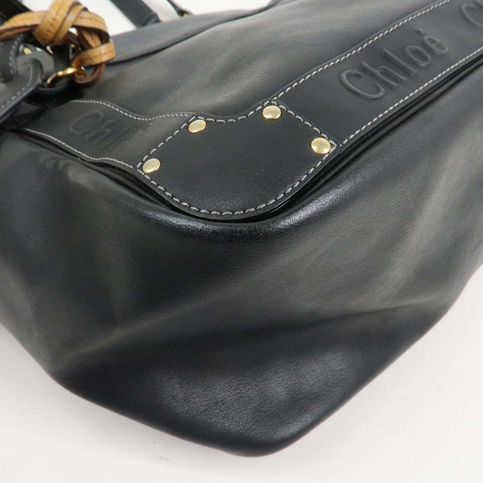 Chloe Eden Leather Tassel Shoulder Bag Hand Bag Black