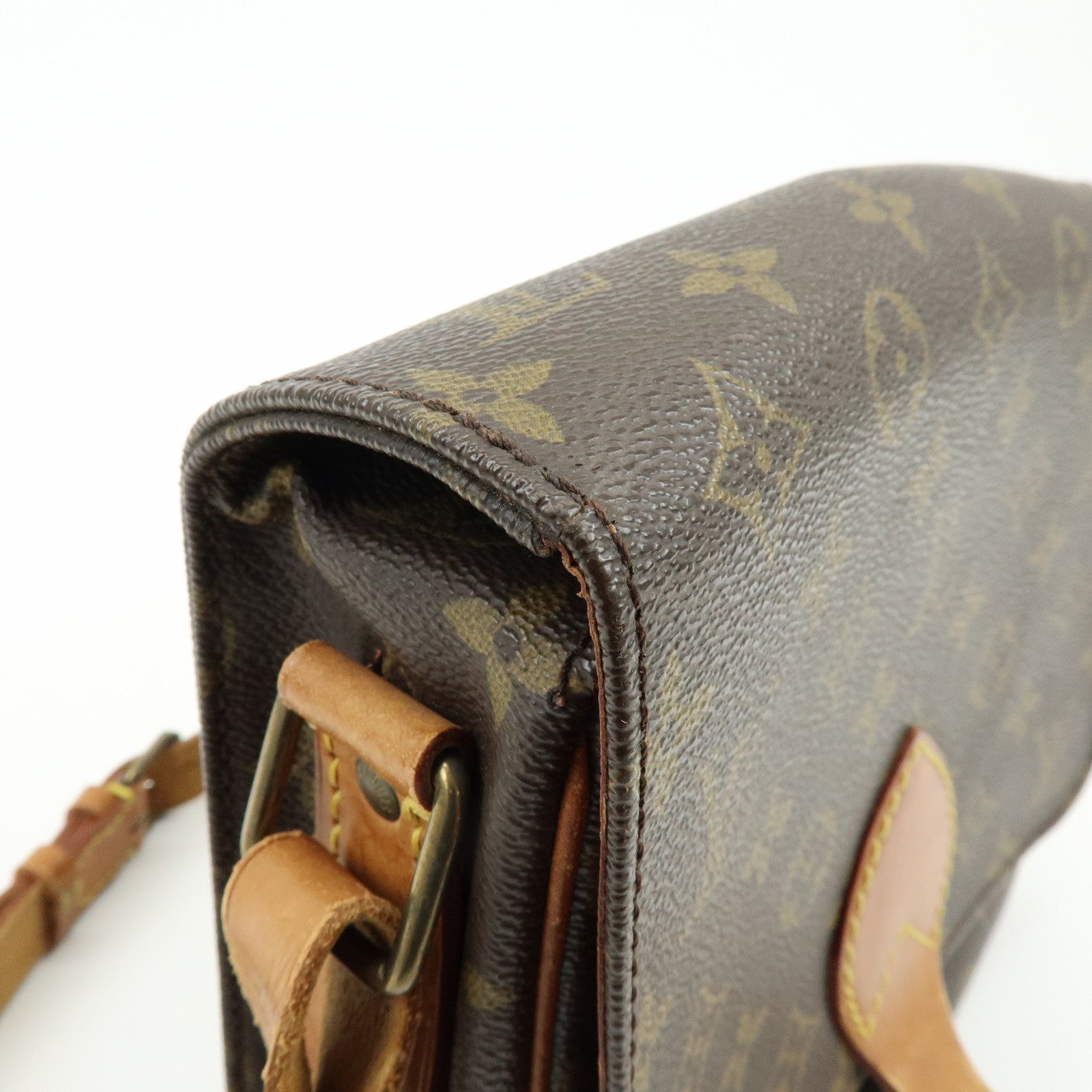 Louis Vuitton Monogram Cartouchiere MM Shoulder Bag Brown M51253