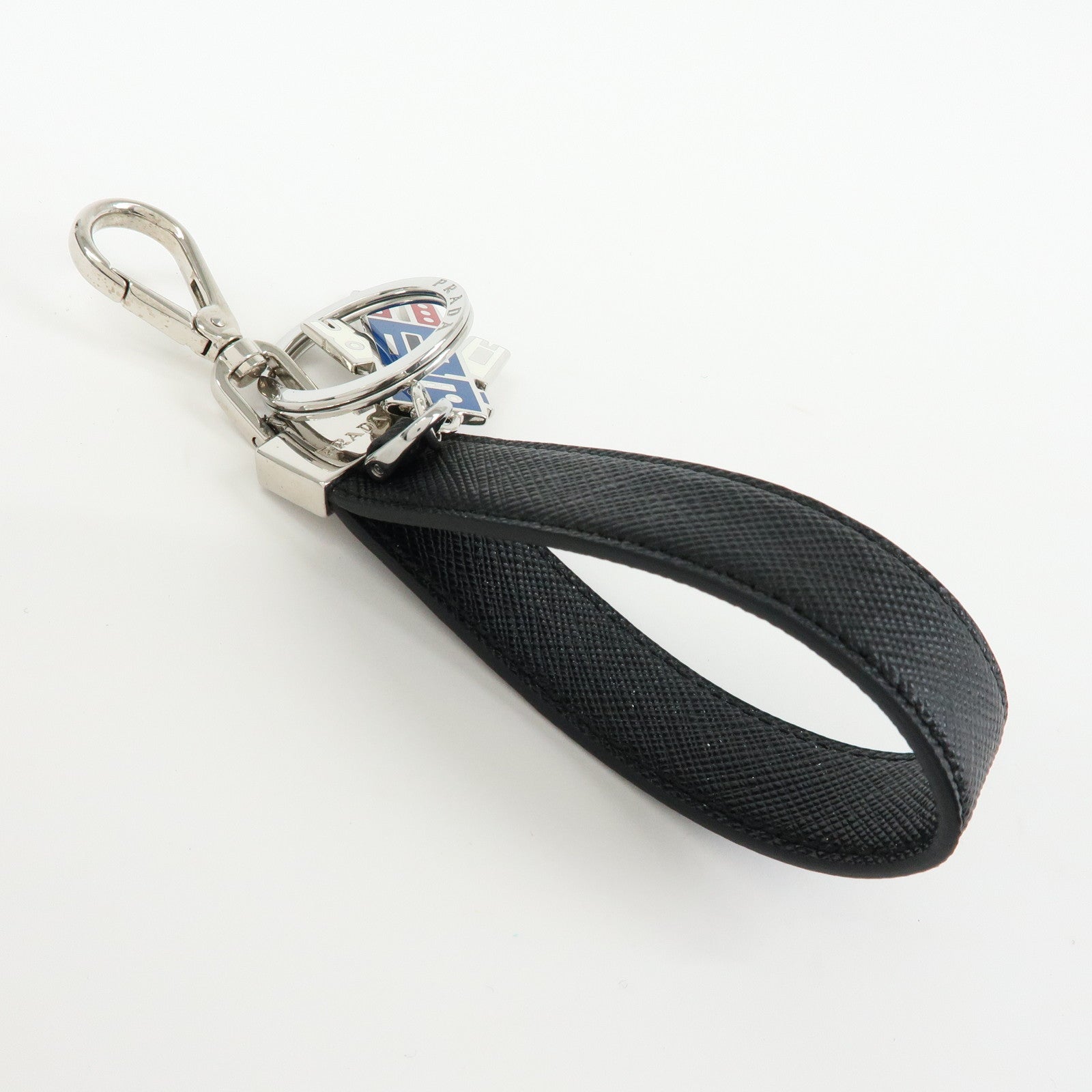 PRADA Safiano Leather Metal Robot Bag Charm Key Charm Black 2PP040