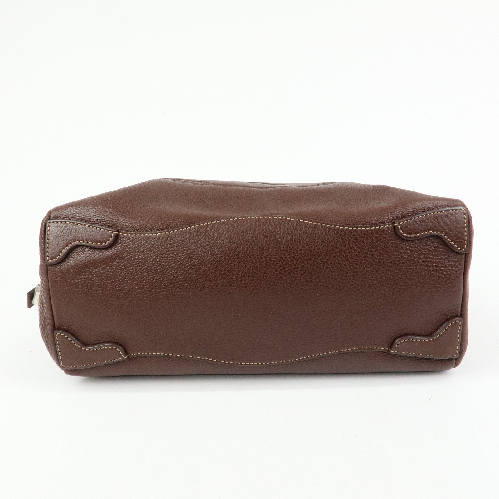PRADA Vitello Daino Leather Boston Bag Hand Bag Brown BR3090