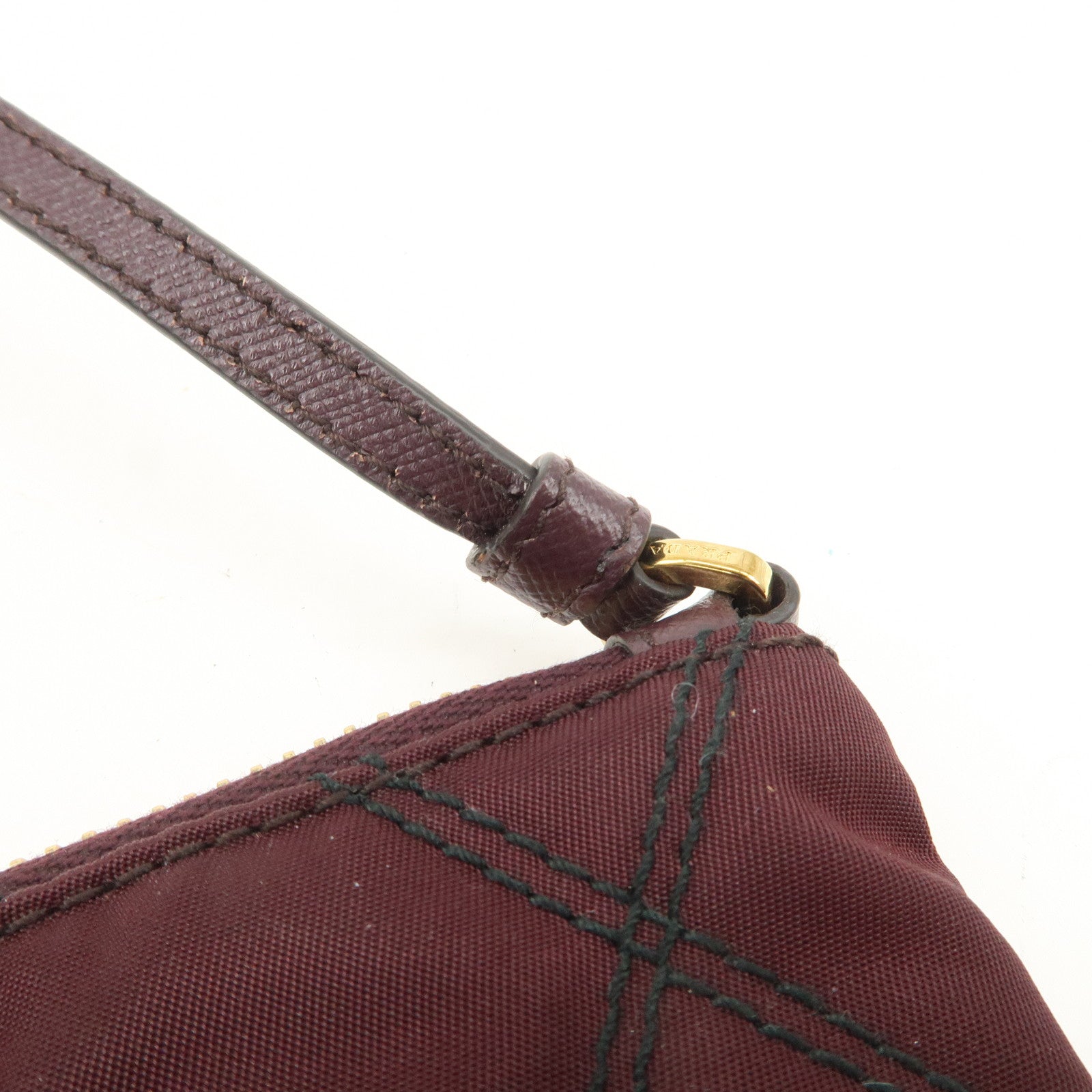 PRADA Logo TESSUTO IMPUNTU Nylon Leather Hand Bag Bordeaux 1NH545