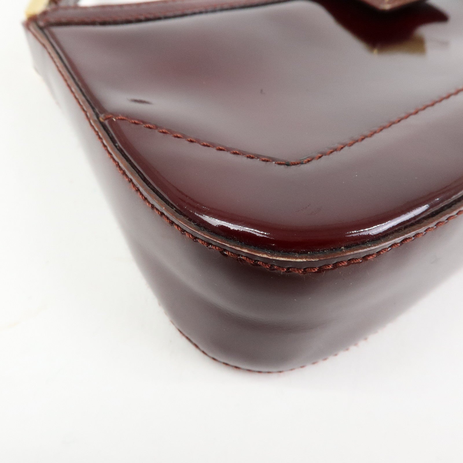 Ferragamo Patent Leather Shoulder Bag Hand Bag Bordeaux