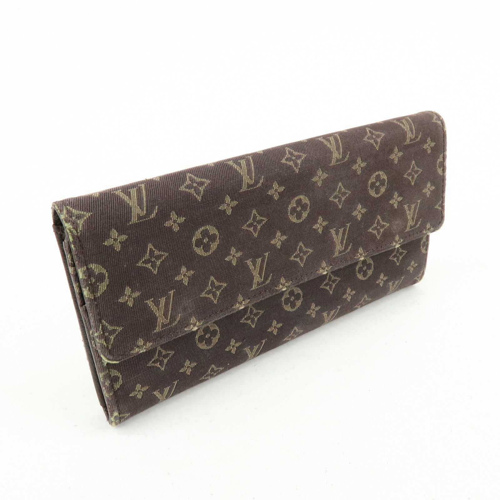 Louis Vuitton Monogram Mini Lin Canvas Long Wallet Brown M95234
