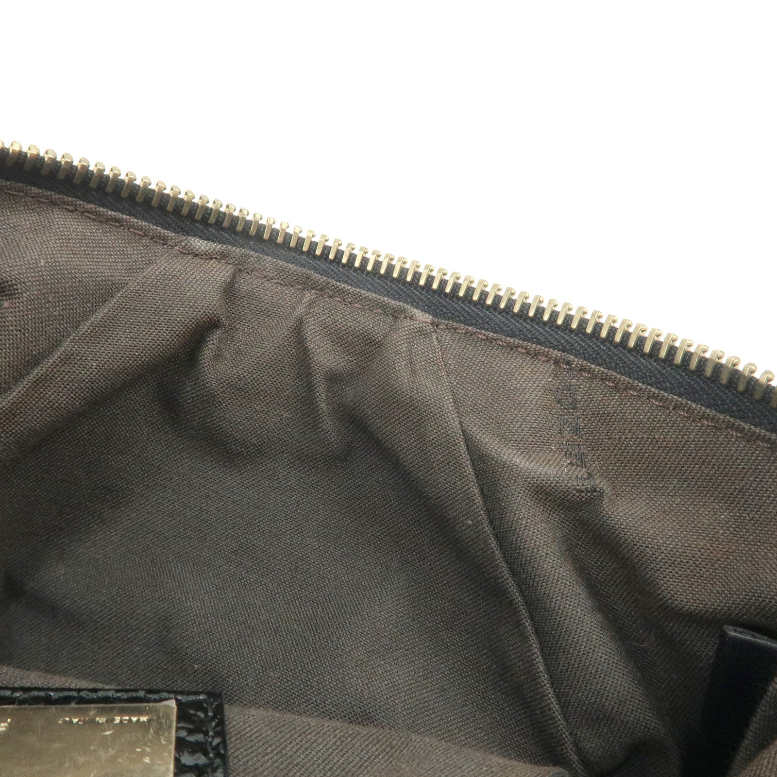 FENDI Wool Flip Sequin Leather Chain Bag Pouch Black Pink 8BR594