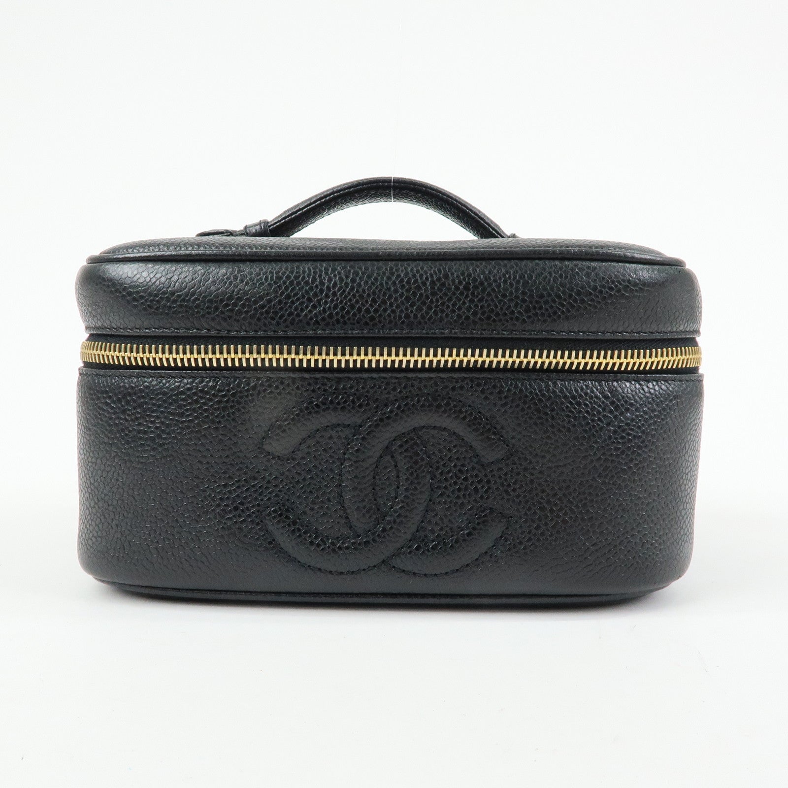 CHANEL COCO Mark Caviarskin Hand Bag Vanity Case Black A01997