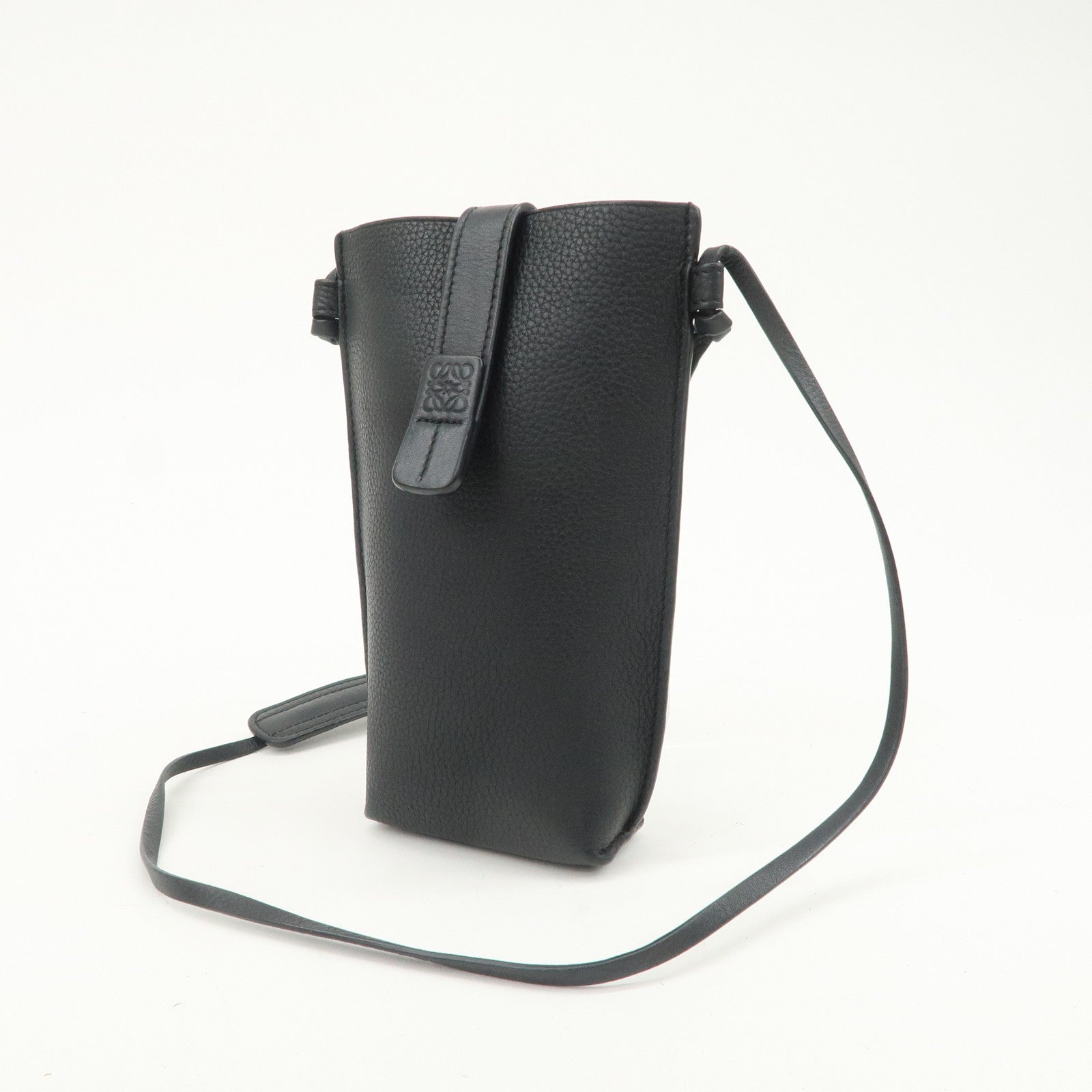 LOEWE Anagram Logo Calf Leather Shoulder Bag Crossbody Bag Black