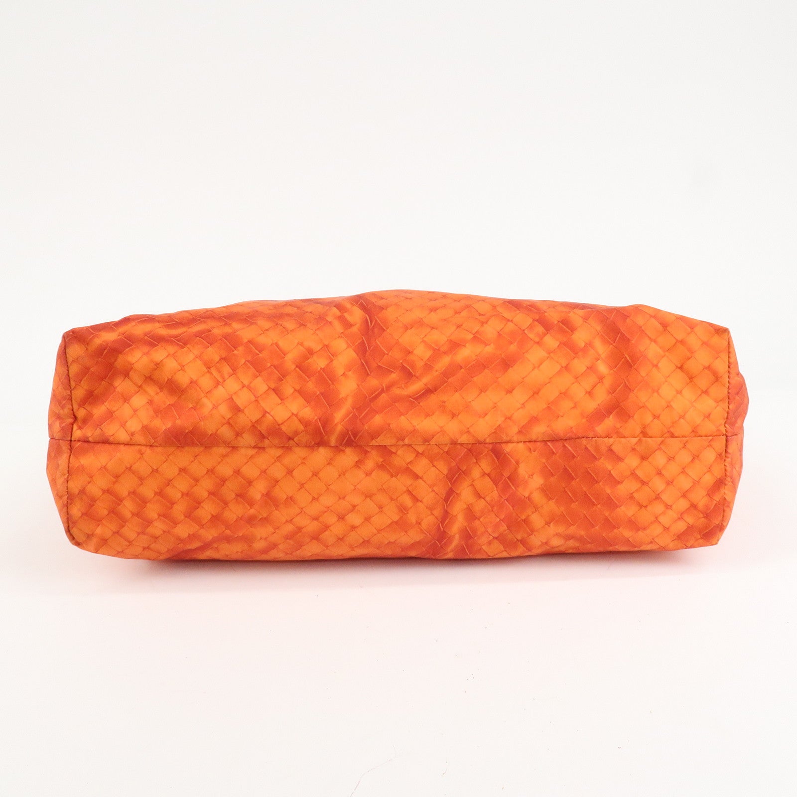 BOTTEGA VENETA Intrecciato Lujon Nylon Leather Tote Bag Orange Used