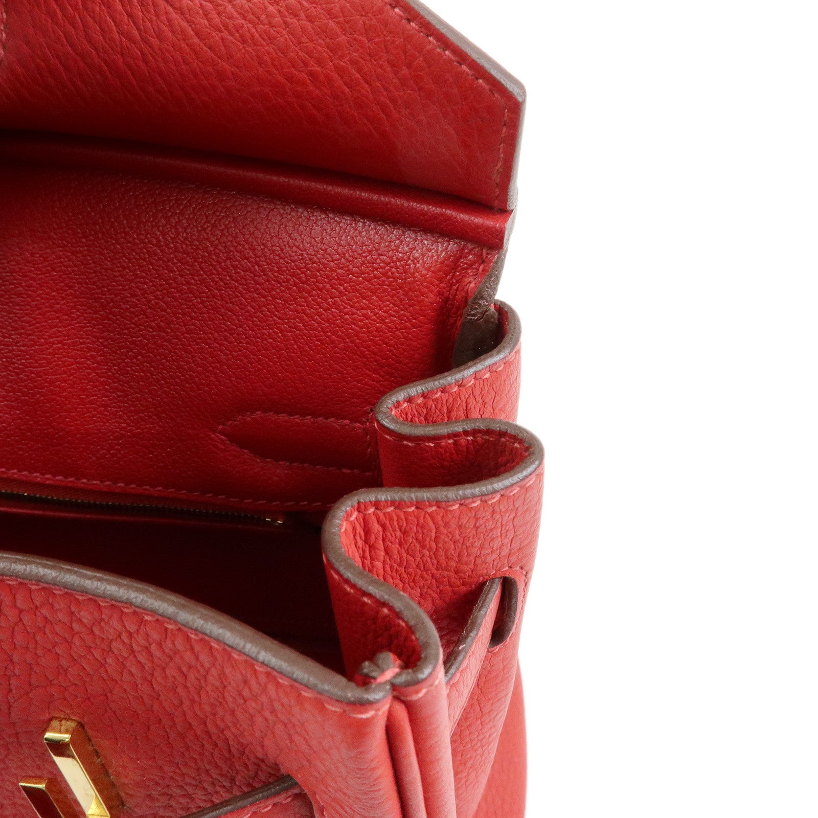 HERMES Birkin 30 Togo Leather Hand Bag □R Stamped Rouge Casaque
