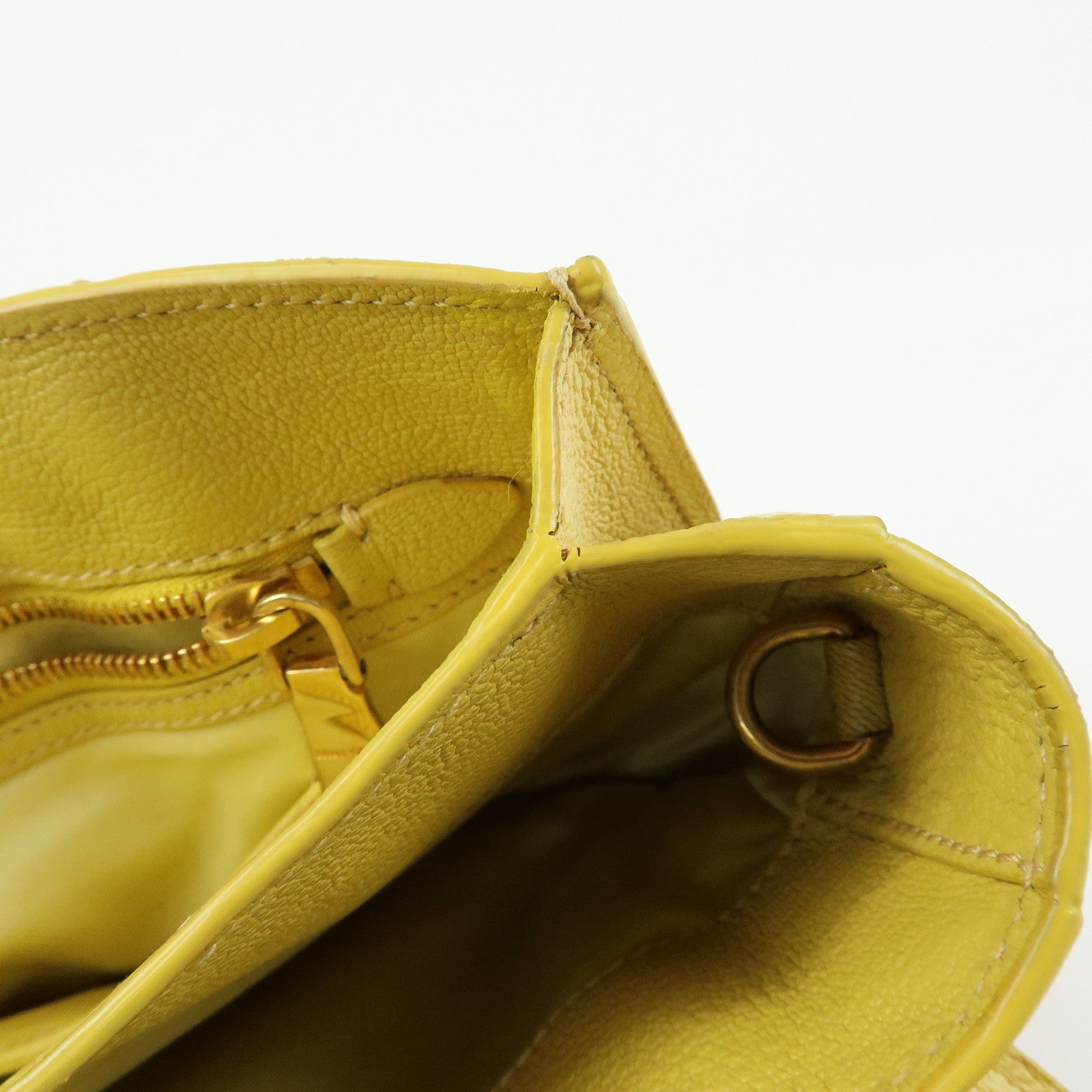 MIU MIU MADRAS Leather 2Way Bag Hand Bag Yellow RN0799