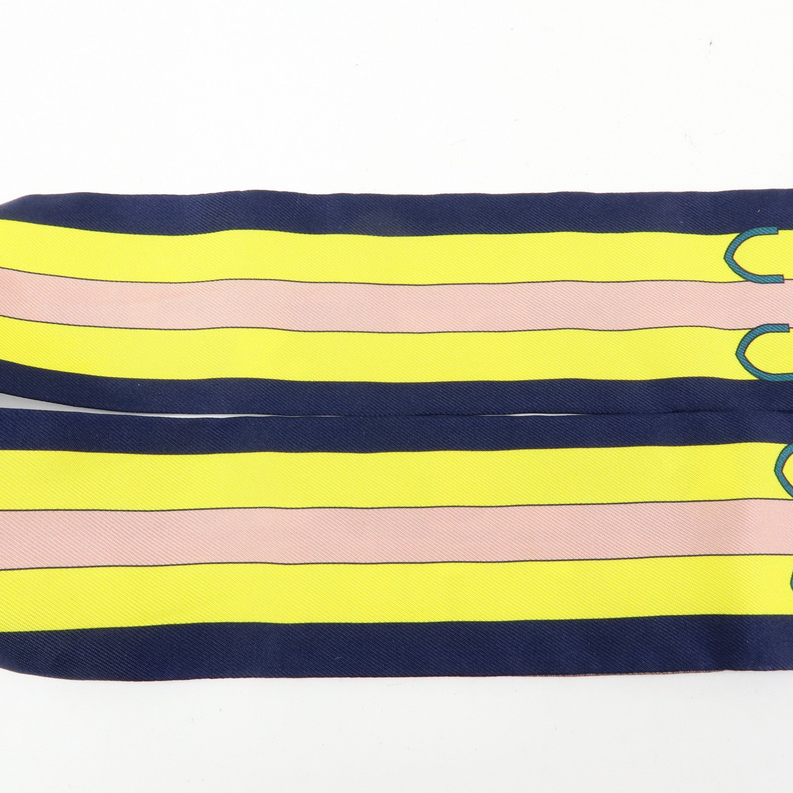 HERMES Silk 100% Twilly Scarf Rocabar Navy Greige